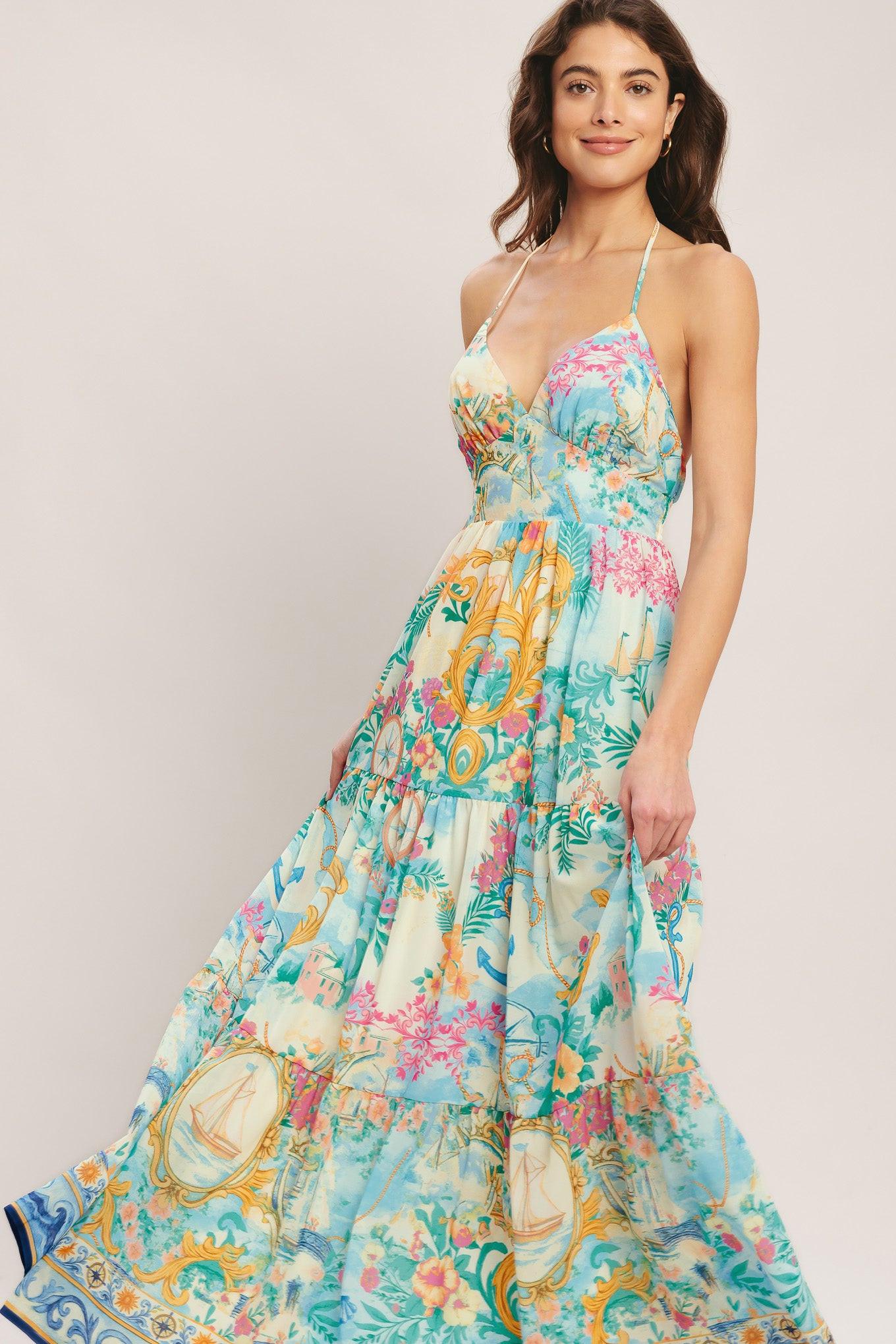 CAPRI SAIL AWAY WOVEN MAXI DRESS.