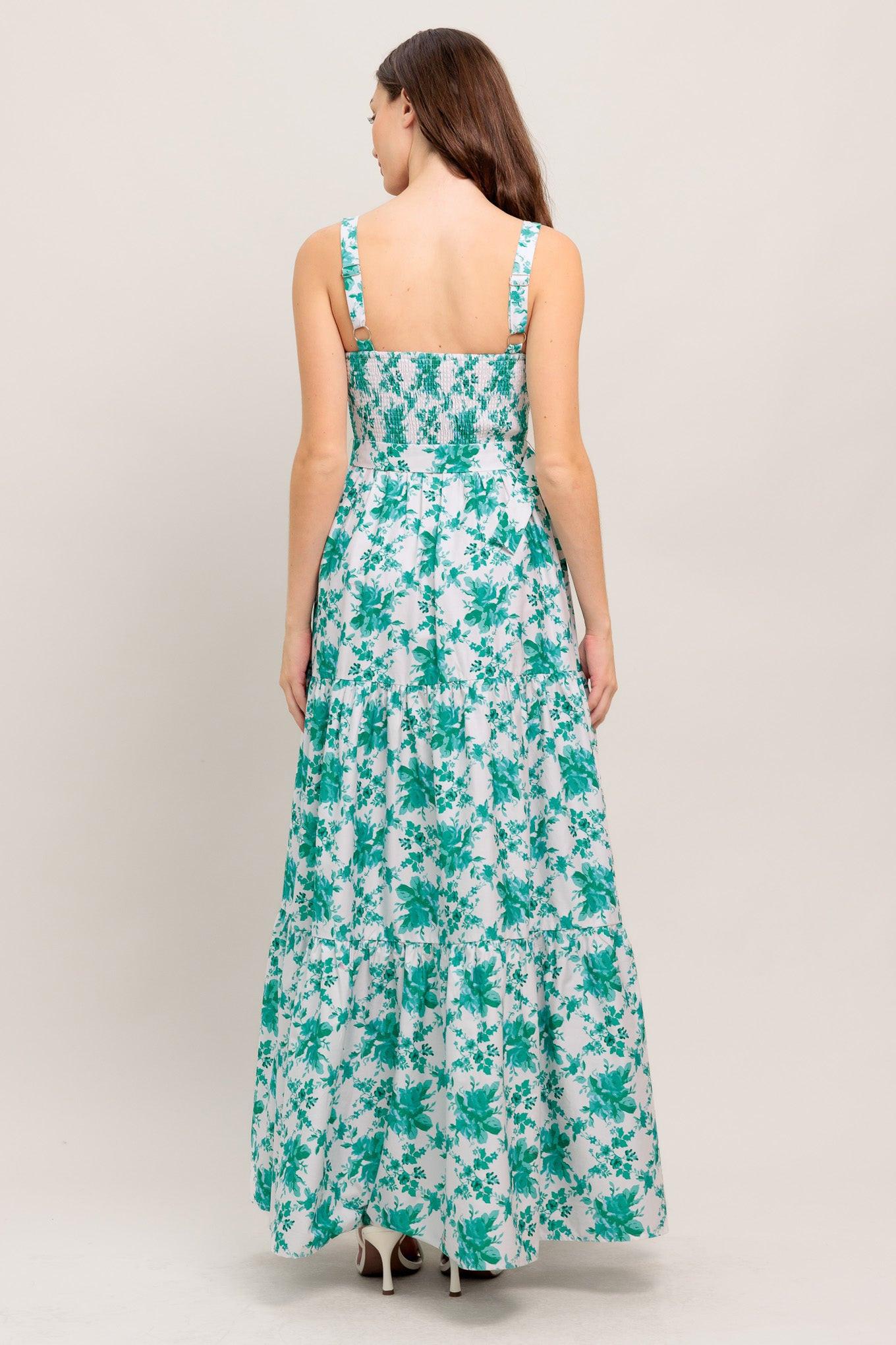 A printed woven maxi dress featuring straight neckline, straps, self belt, tiered skirt and smocked back bodice
Details:
Self : 100% Cotton
Lining : 100% Polyester
Size & Fit
- Model is 5`8" And Wearing Size Small
- Measurements Taken From Size Small
- Approx. Length: 57" Flying Tomato