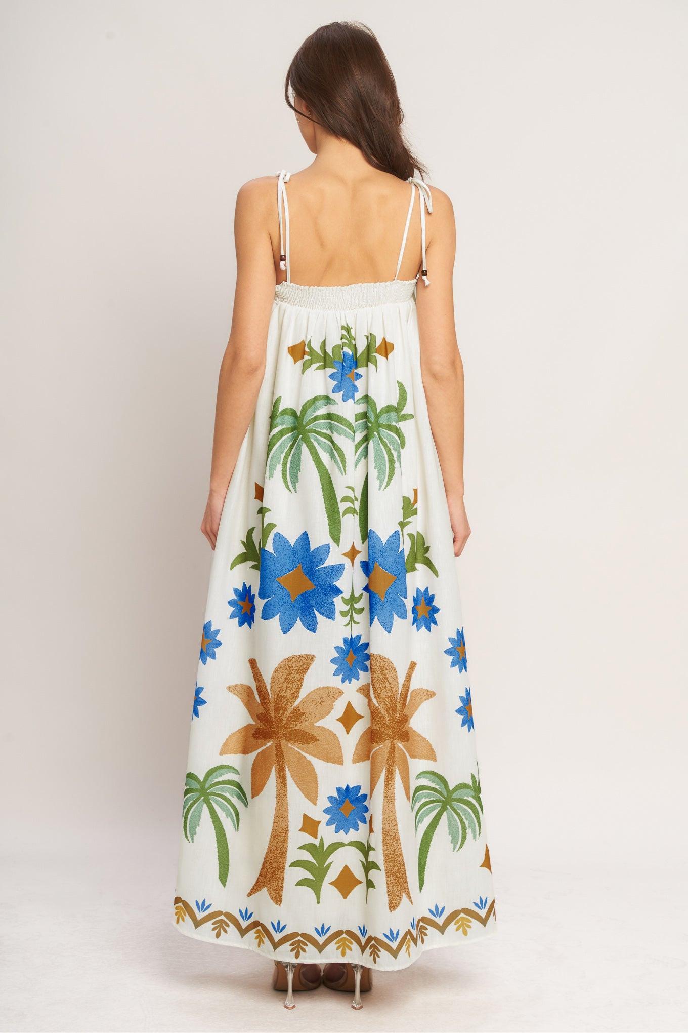 TROPIC ARTE FLOW WOVEN MAXI DRESS.