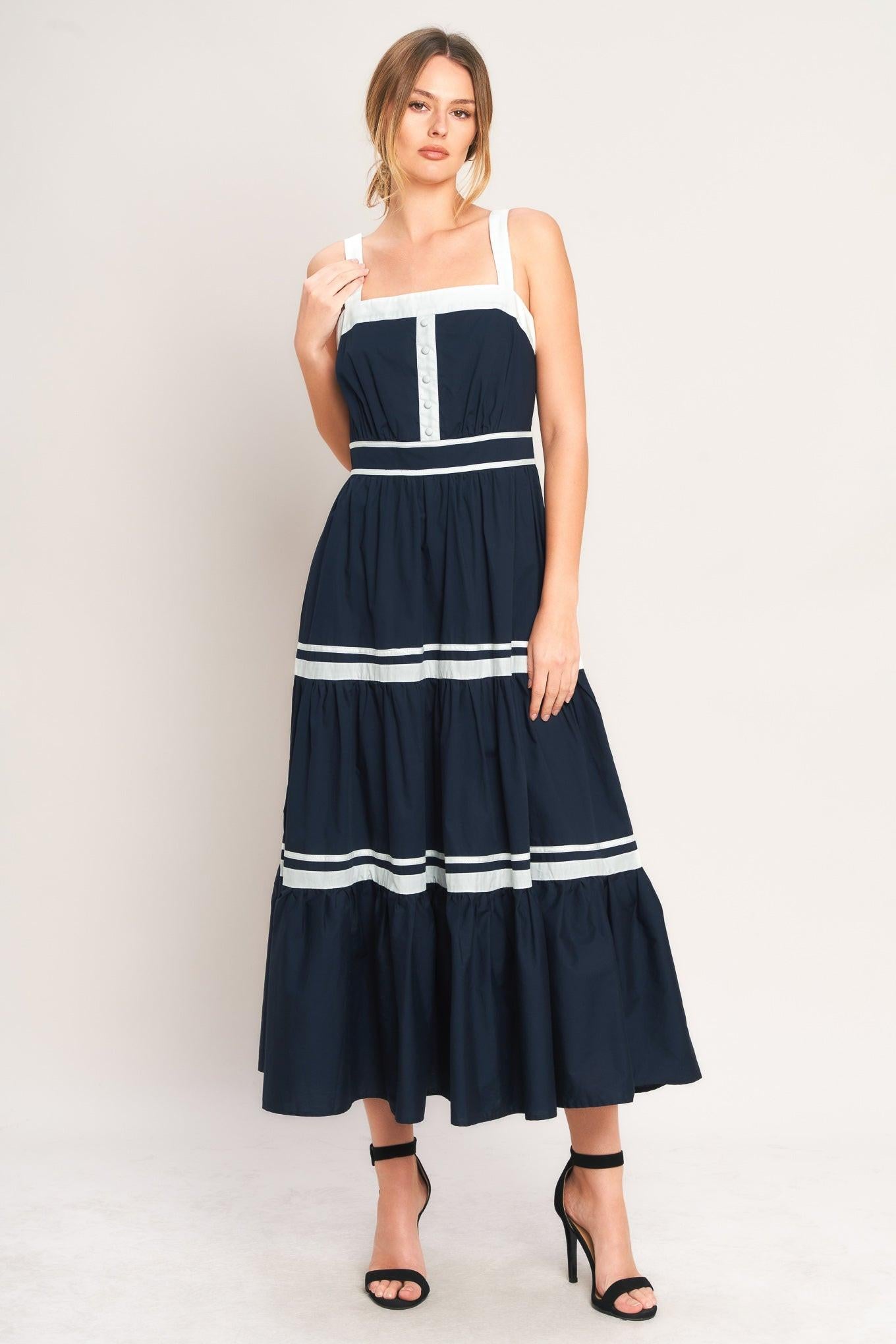 PETAL KISS WOVEN MIDI DRESS.