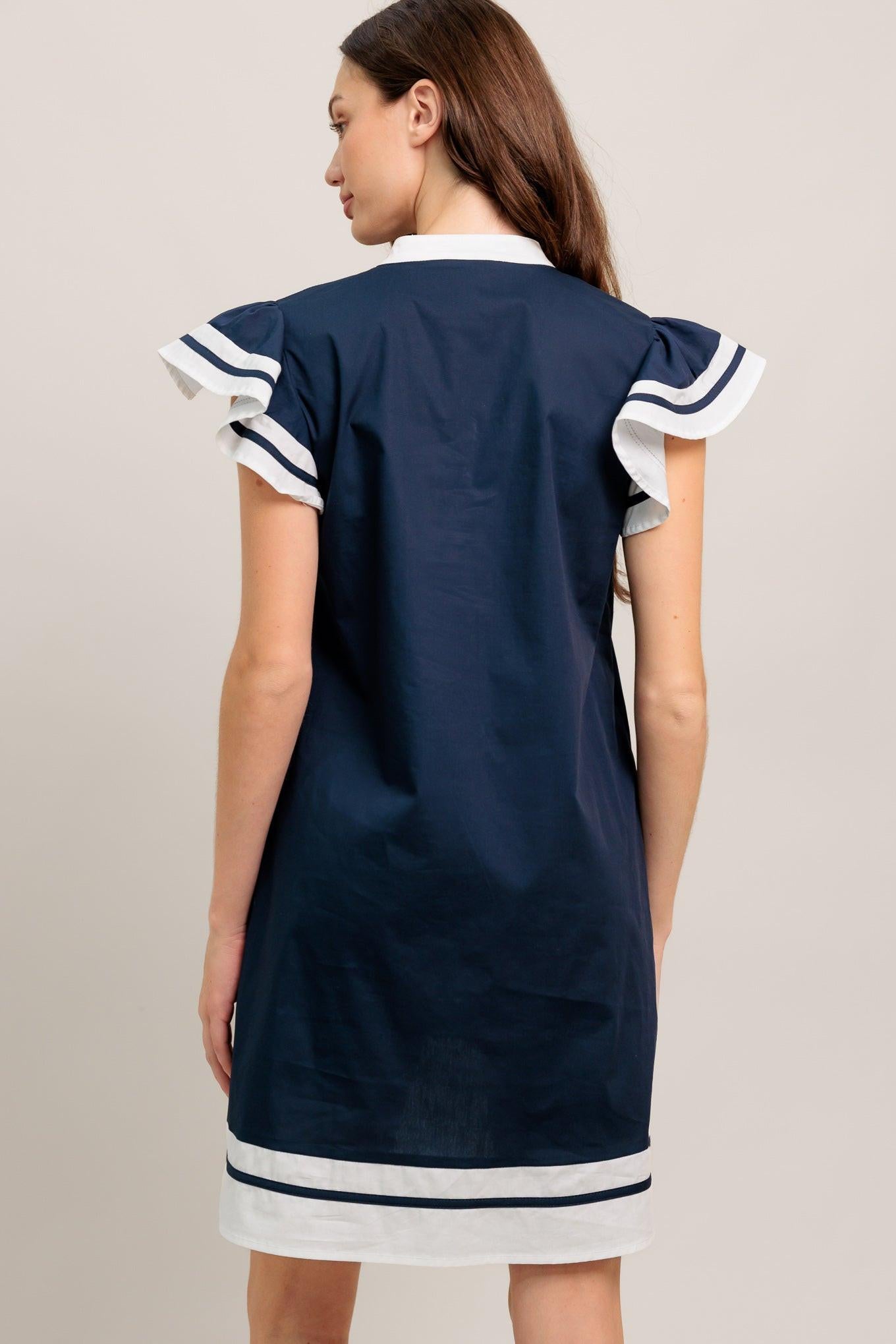 PORTSIDE POLISH WOVEN MINI DRESS.