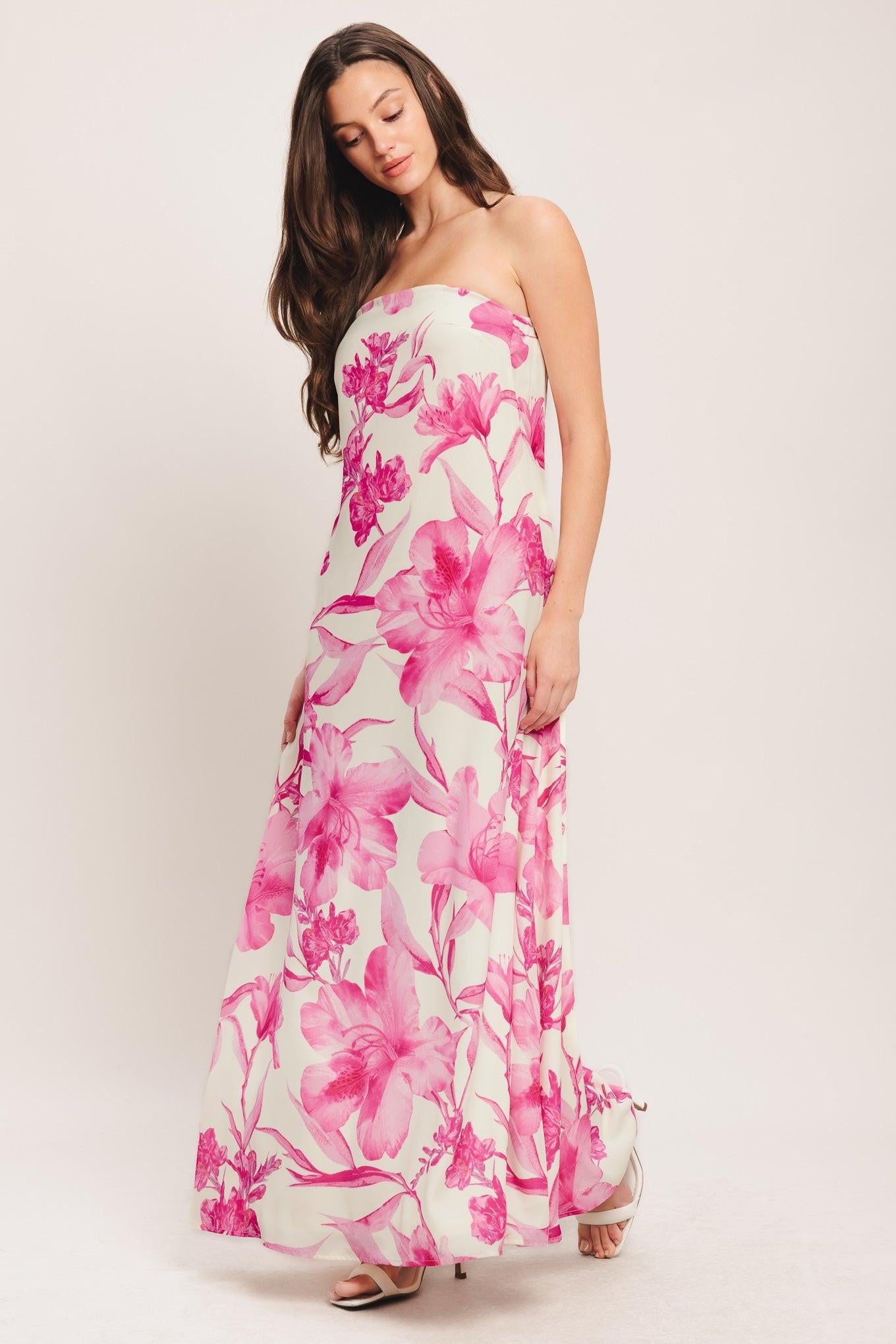 SOFT ROSE ESCAPE WOVEN ANKLE DRESS.