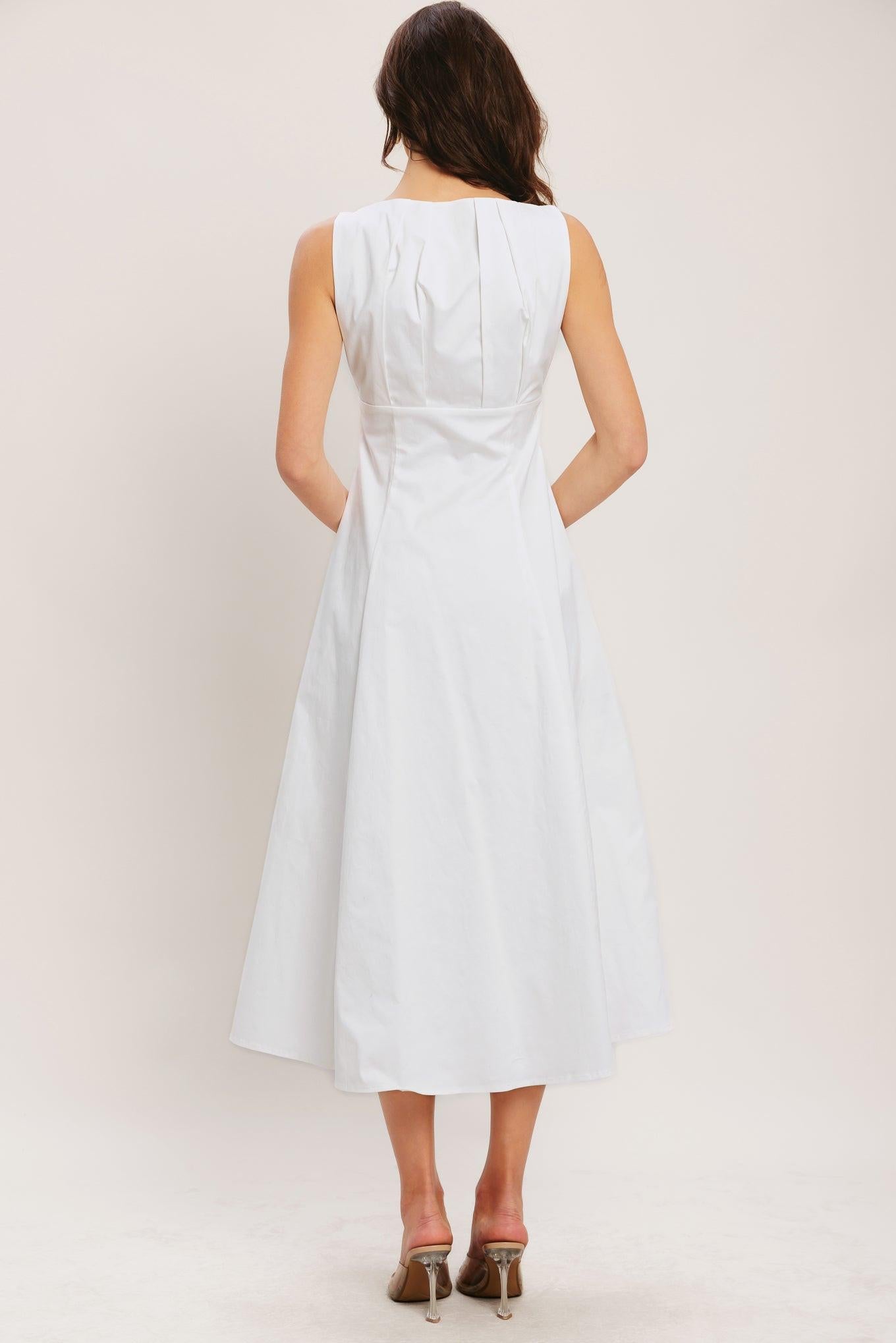 SEASIDE BRUNCH WOVEN MIDI DRESS.