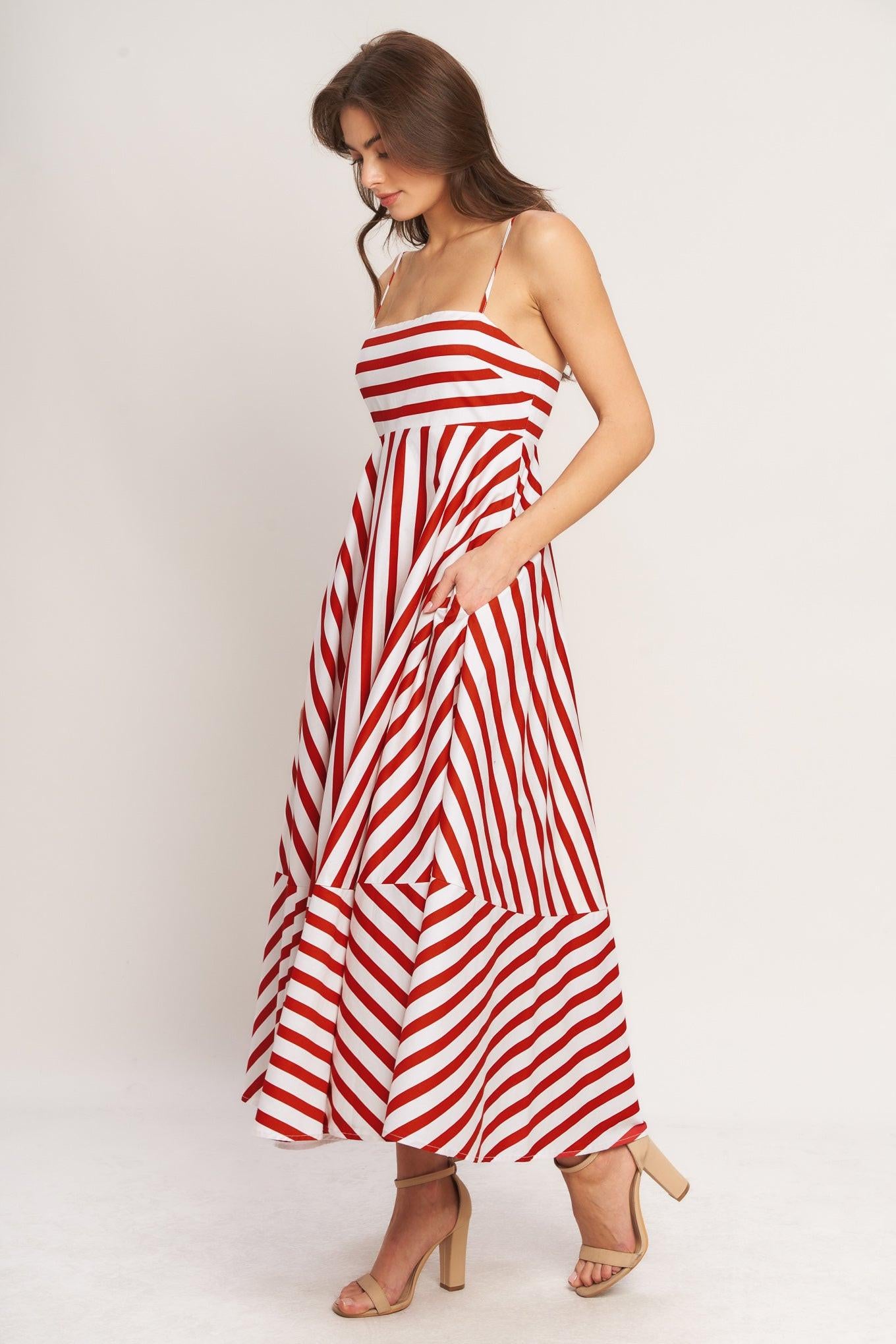 SUNNY DAY STRIPE WOVEN ANKLE DRESS.