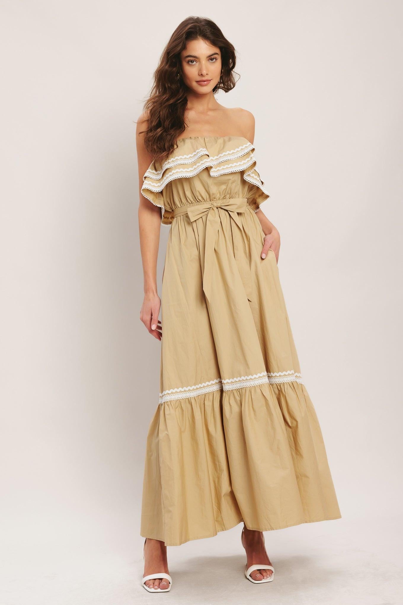 GOLDEN DUNE WOVEN ANKLE DRESS.