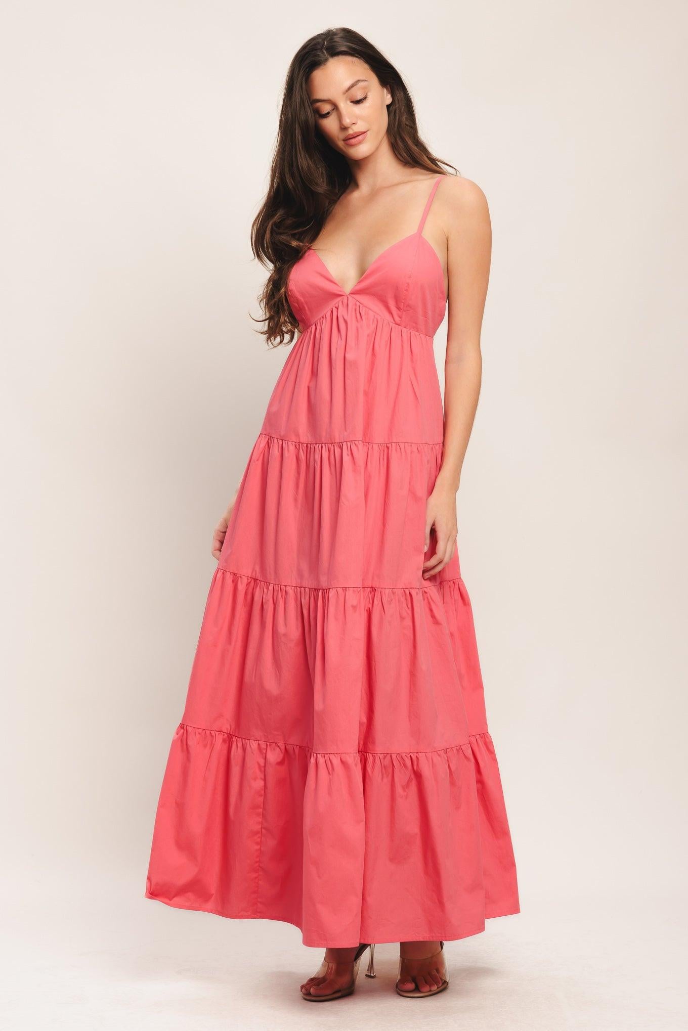 A solid woven ankle dress featuring cami top, tiered skirt and bare back
Details:
Self : 100% Cotton
Lining : 100% Polyester
Size & Fit
- Model is 5`8" And Wearing Size Small
- Measurements Taken From Size Small
- Approx. Length: 55"
