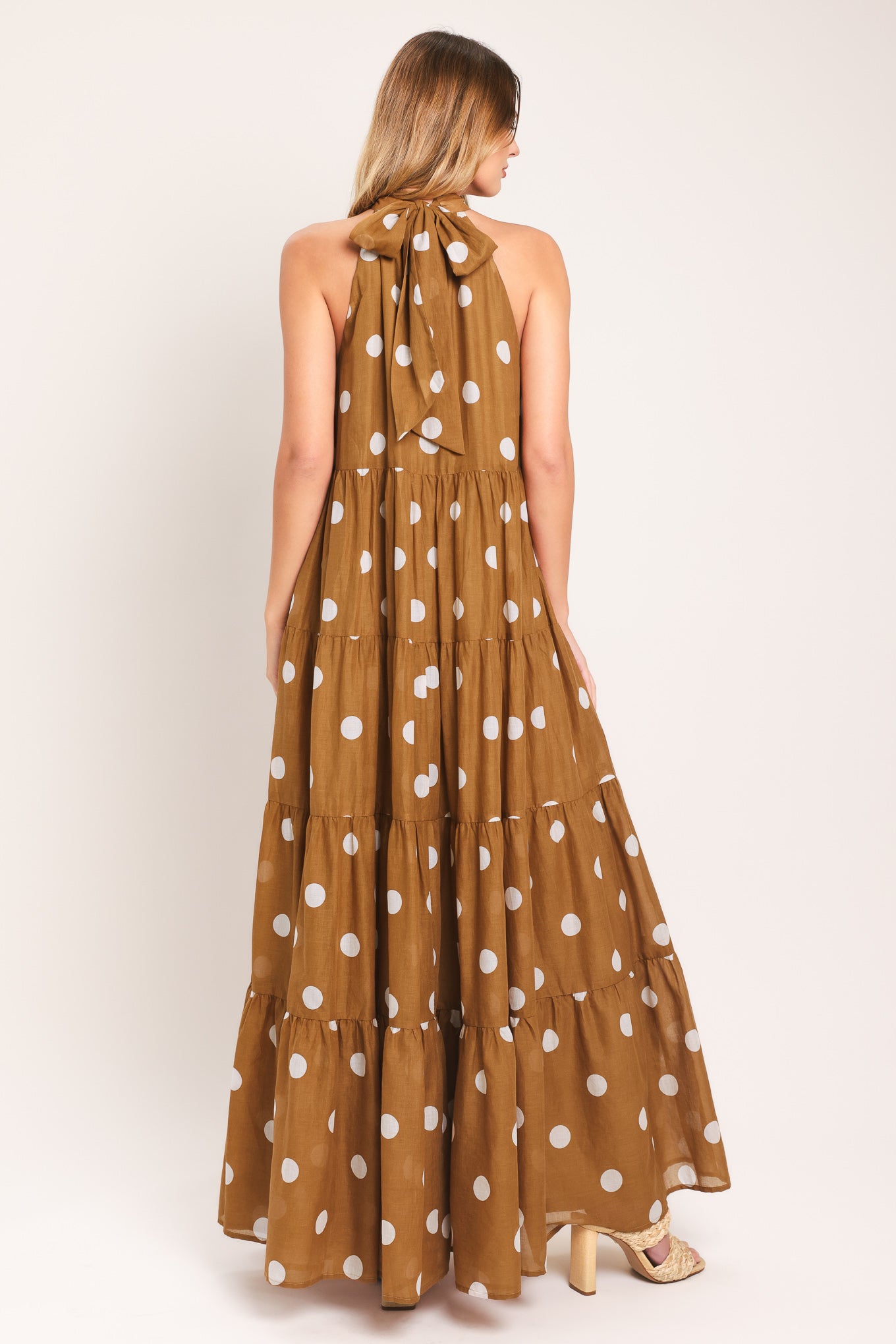 HONEY POLKA WOVEN MAXI DRESS.