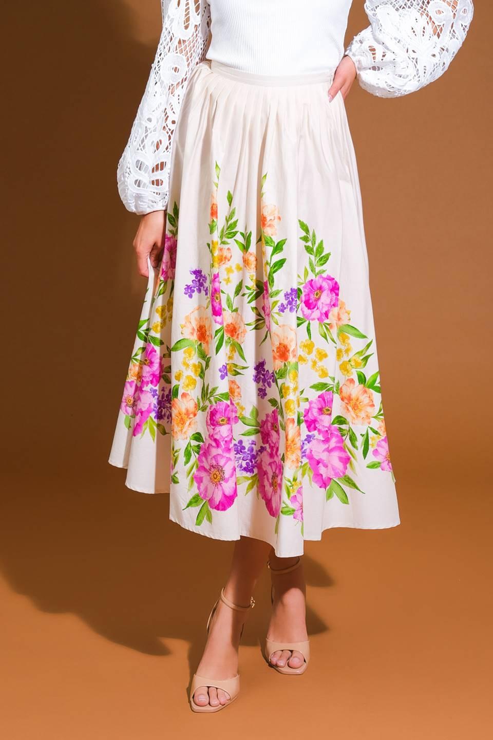 SAGAMORE CREEK LAND WOVEN MIDI SKIRT.