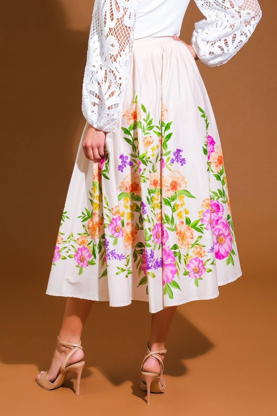 SAGAMORE CREEK LAND WOVEN MIDI SKIRT.