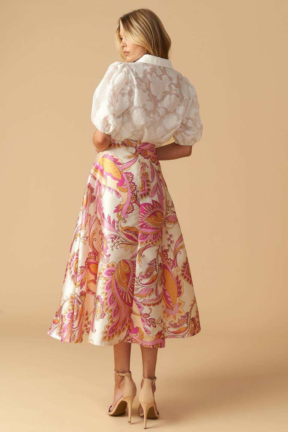 IN THE STILLNESS WOVEN MIDI SKIRT.