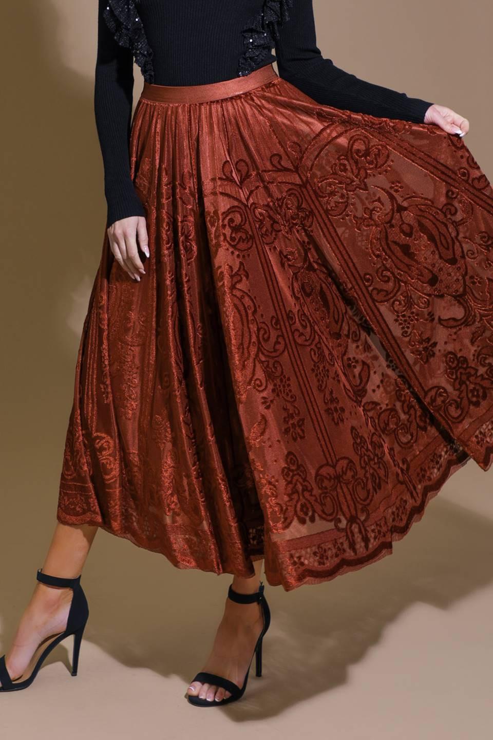 EASE MY MIND VELVET MIDI SKIRT.