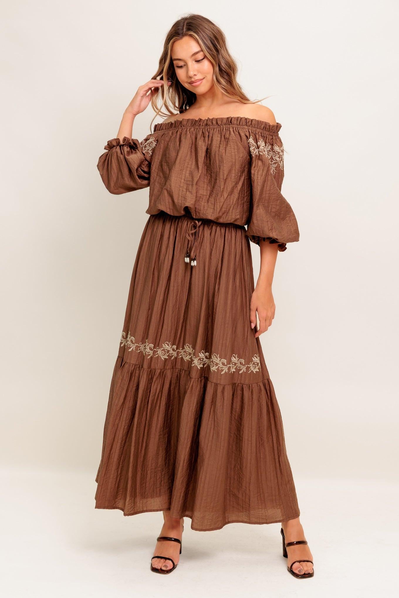 FULL SPEED AHEAD BROWN WOVEN MAXI SKIRT.