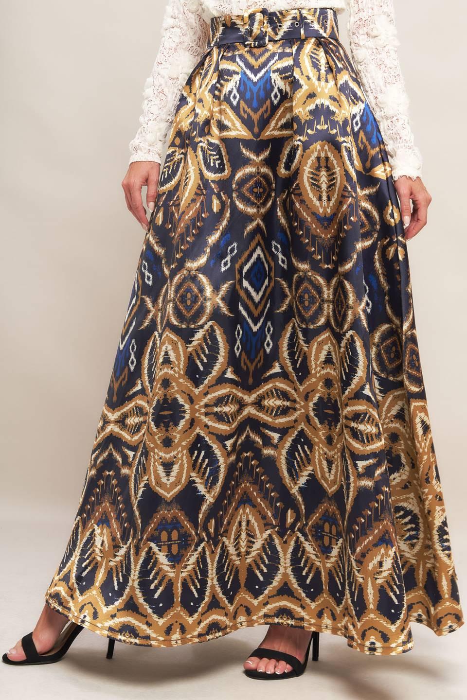 NIGHTFALL DRAPE WOVEN MAXI FULL SKIRT.