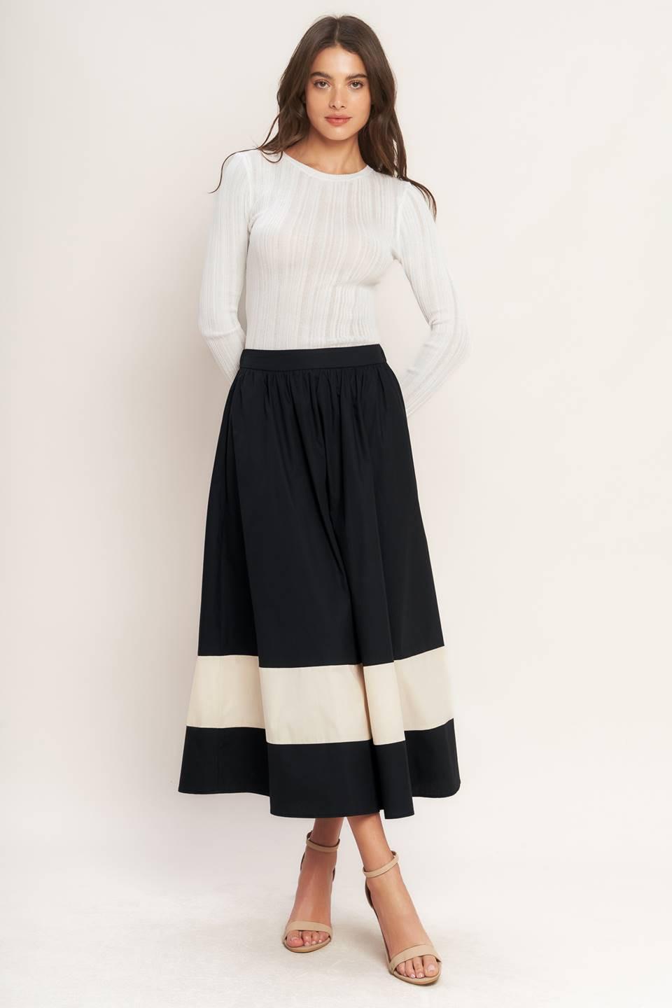GALLERY CONTRAST FULL MIDI SKIRT.