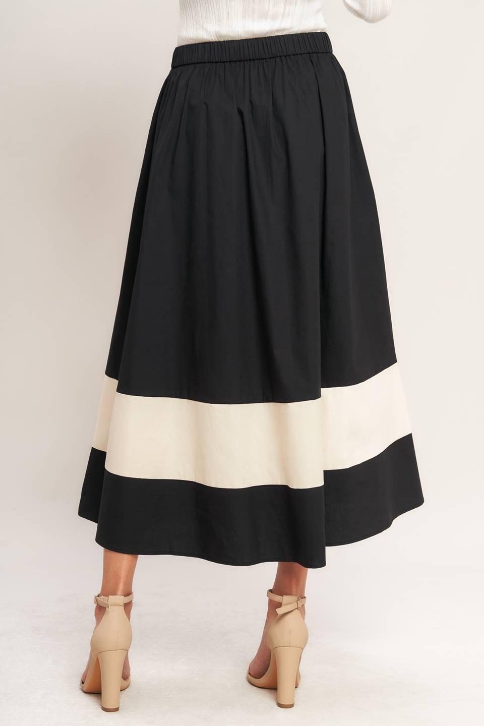 GALLERY CONTRAST FULL MIDI SKIRT.