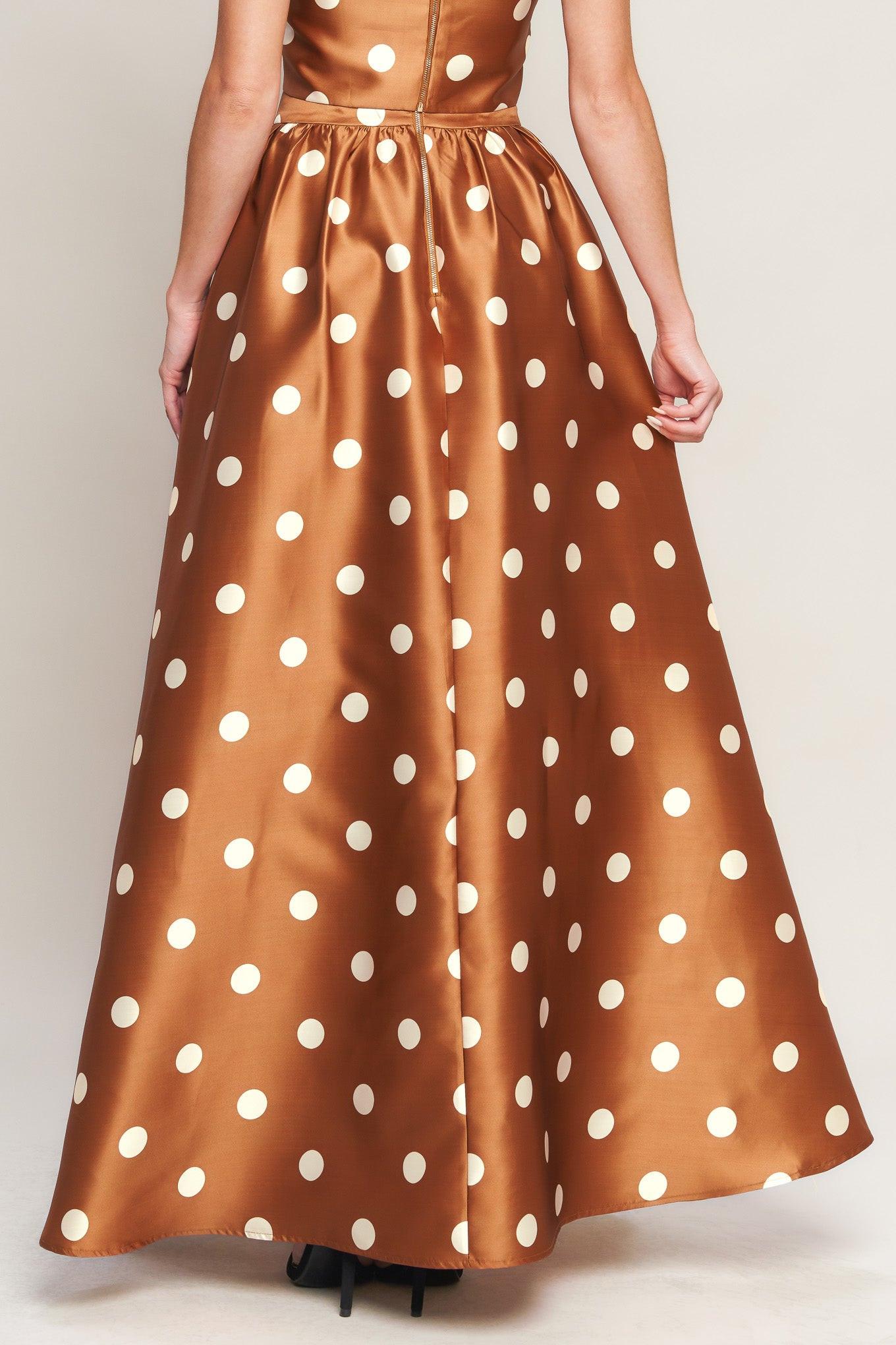 CHIC POLKA FLOW WOVEN FULL MAXI SKIRT.