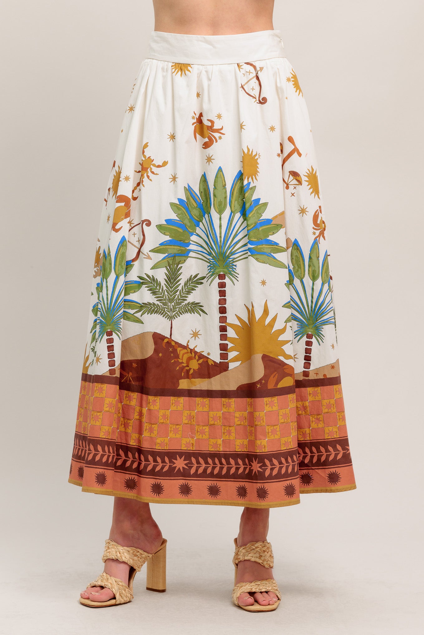 A printed woven full midi skirt with side zipper closure. Matching top IT14024
Details:
Self : 100% Cotton
Size & Fit
- Model is 5`8" And Wearing Size Small
- Measurements Taken From Size Small
- Approx. Length: 36" Flying Tomato