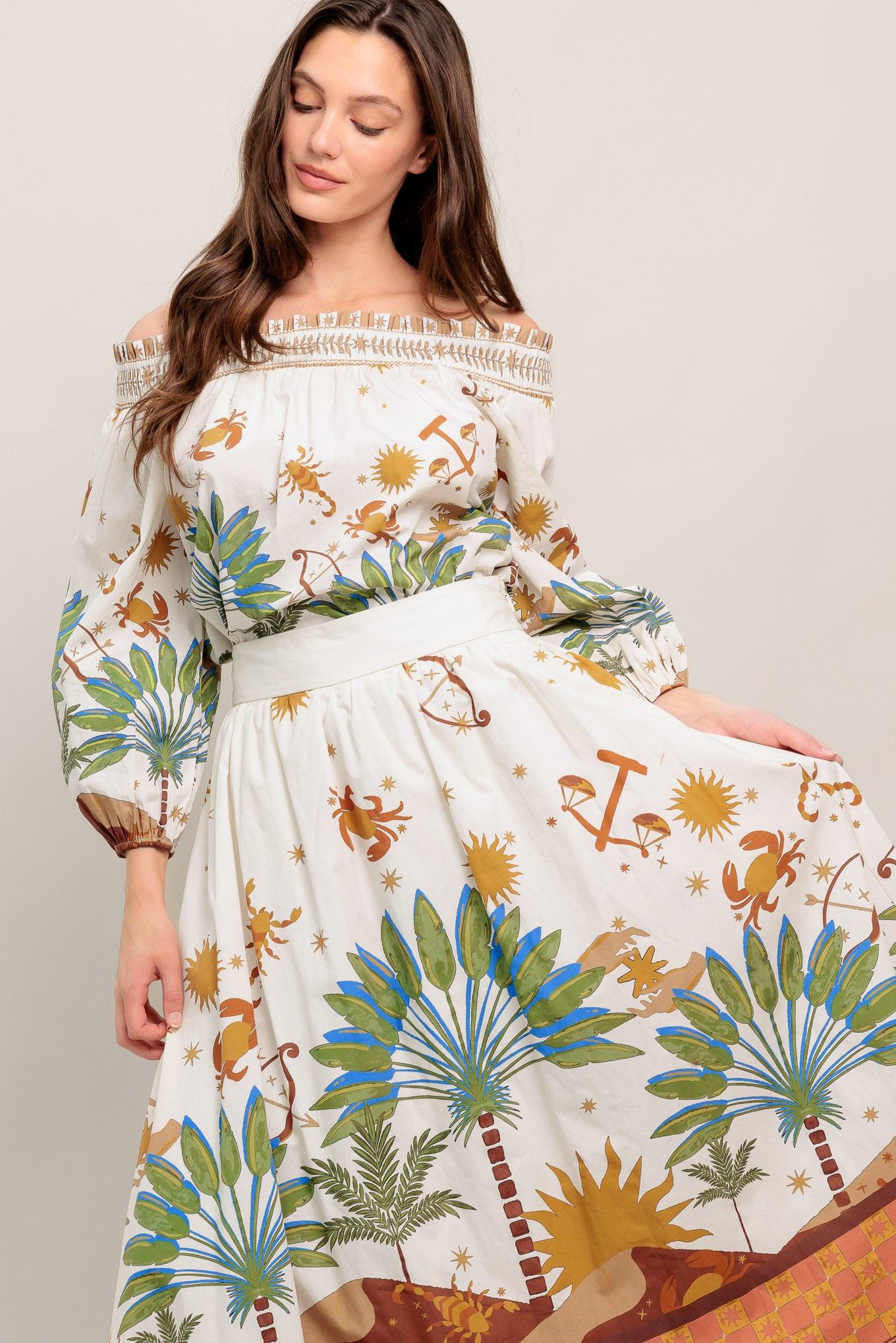 SUNLIT GARDEN WOVEN FULL MIDI SKIRT - Flying Tomato - SKIRTS - Flying Tomato