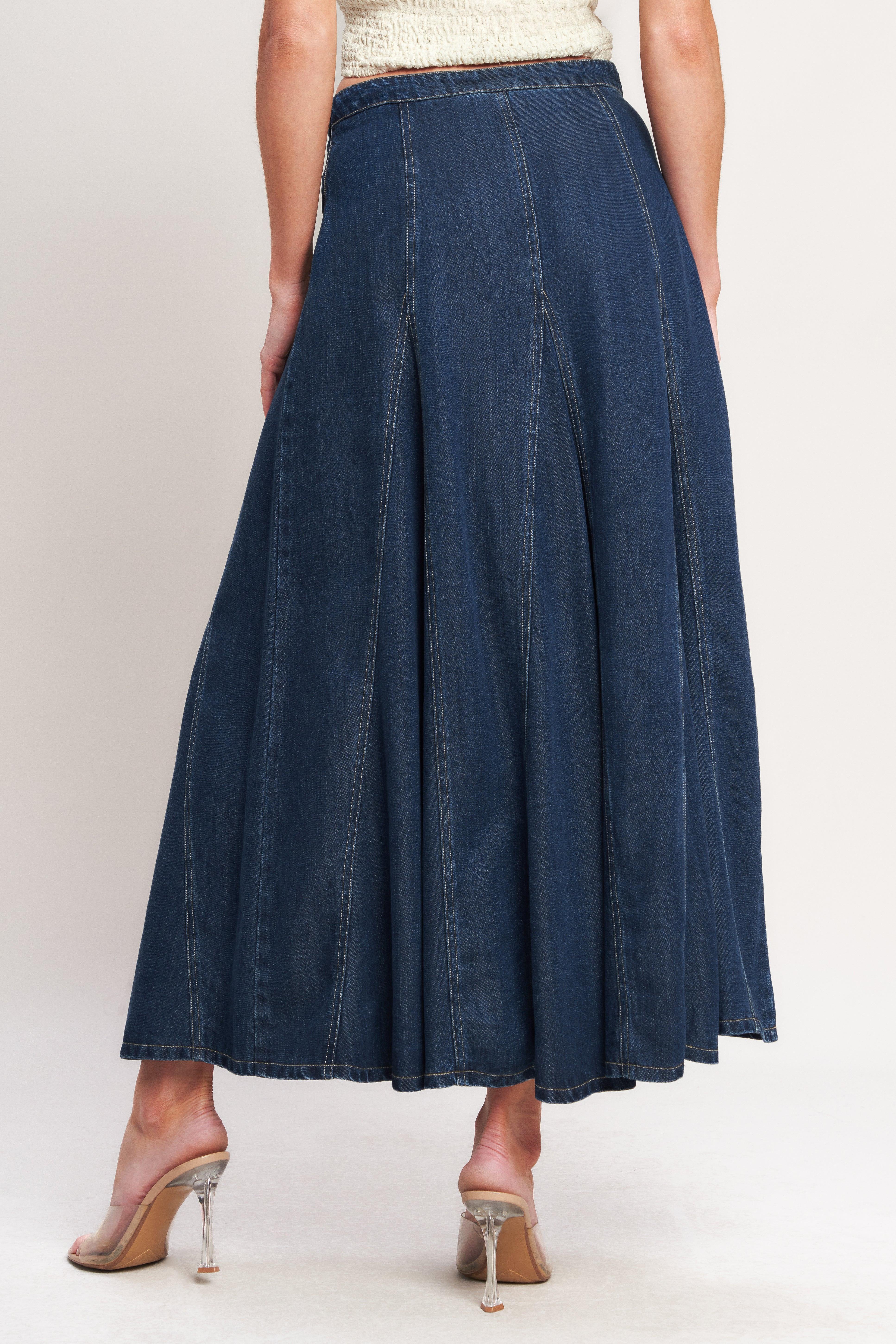DENIM BALANCE WOVEN CIRCLE SKIRT - Flying Tomato - SKIRTS - Flying Tomato