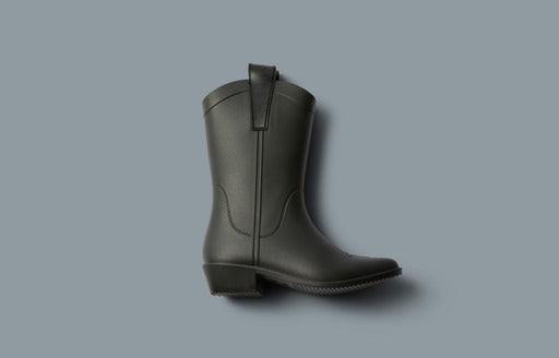 Midnight Black ADULT All Weather Rubber Cowboy Boots.