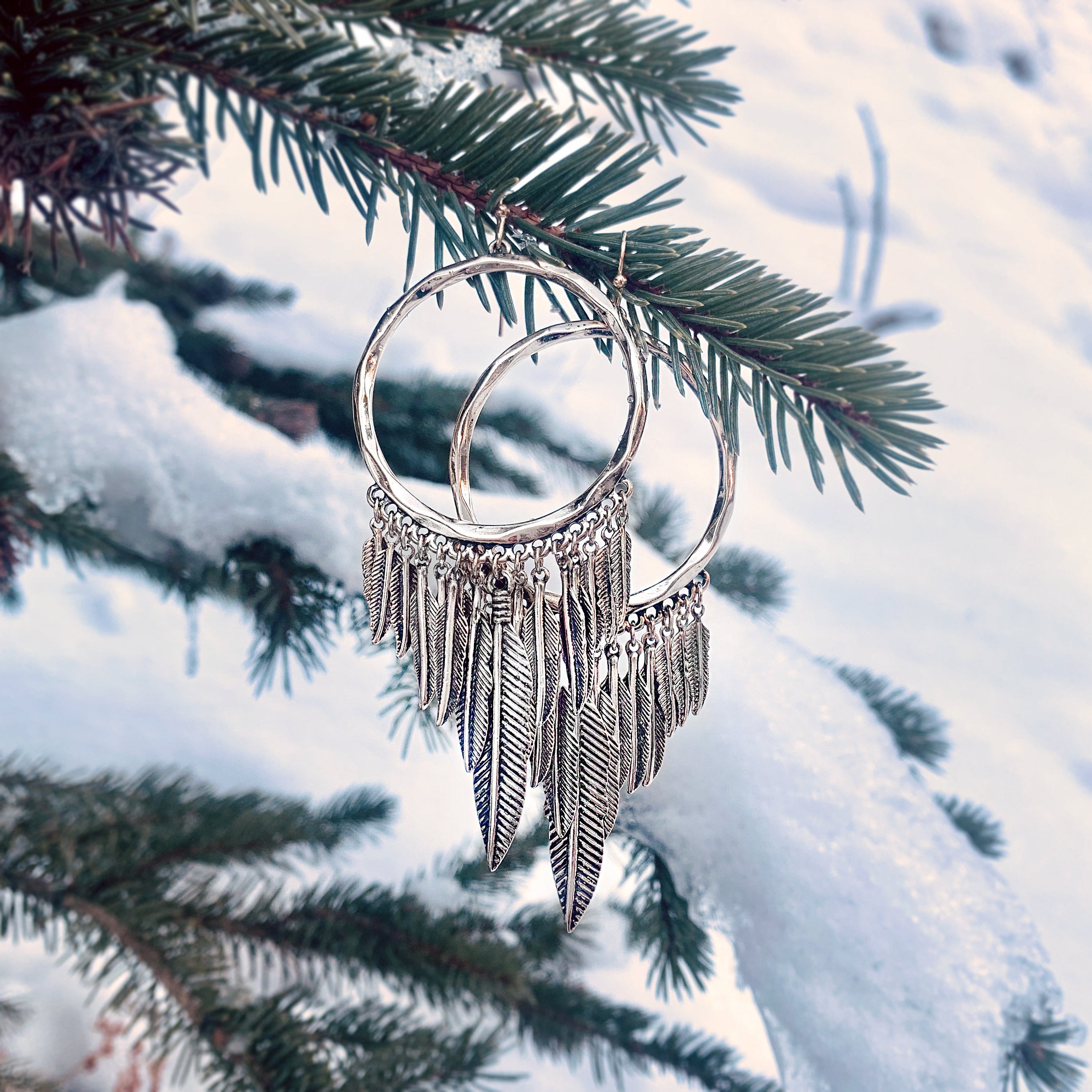 Birds Of A Feather Hoop Earrings | Silver