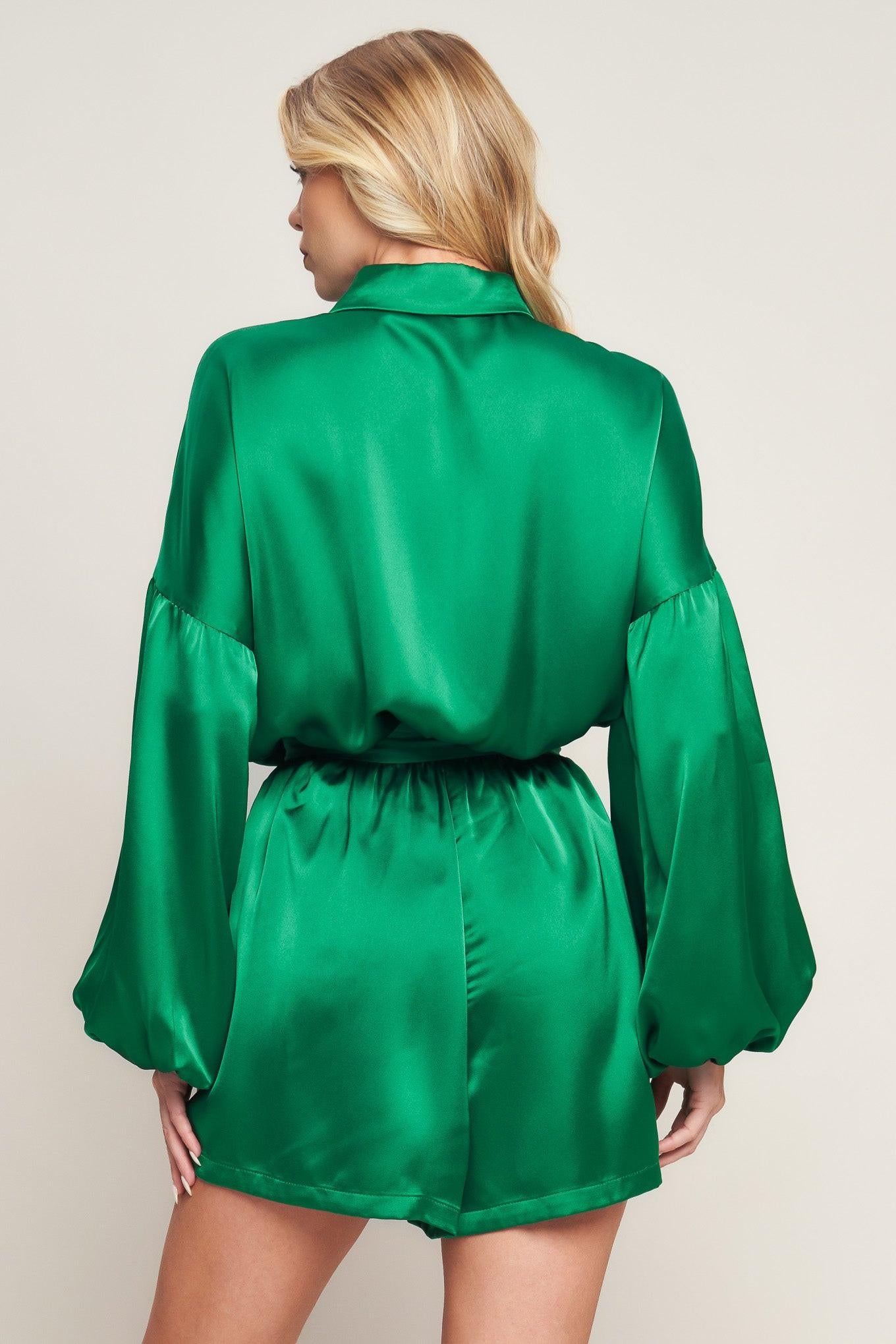 CELEBRATION TIME WOVEN SATIN ROMPER.