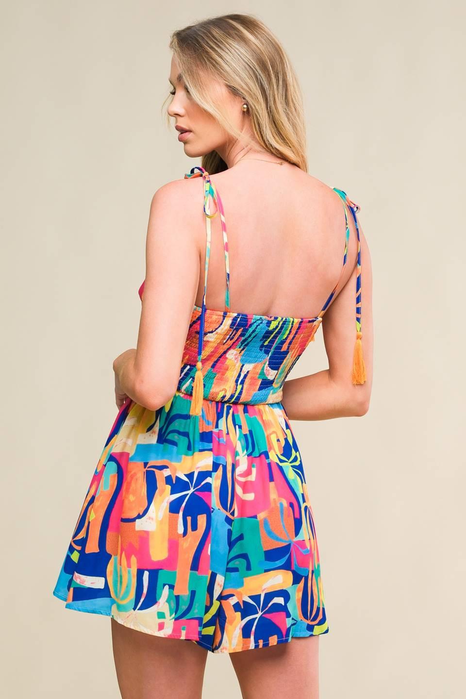 BE BLISSFULLY HAPPY WOVEN ROMPER.