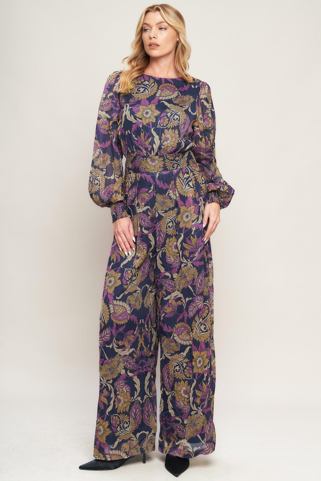 WHISPERING PINES WOVEN JUMPSUIT.