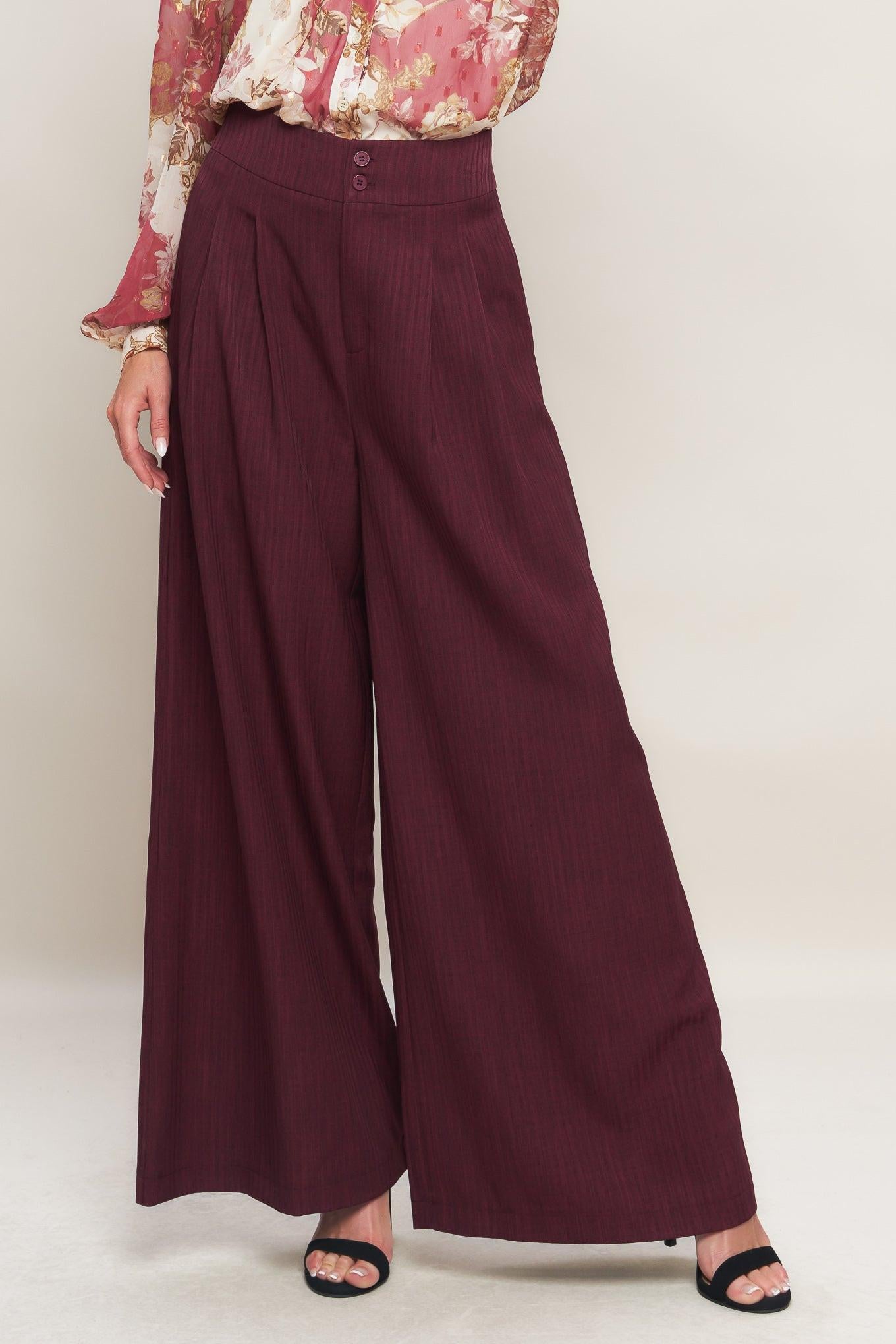SWEET REMINISCENCE WOVEN WIDE LEG PANTS.