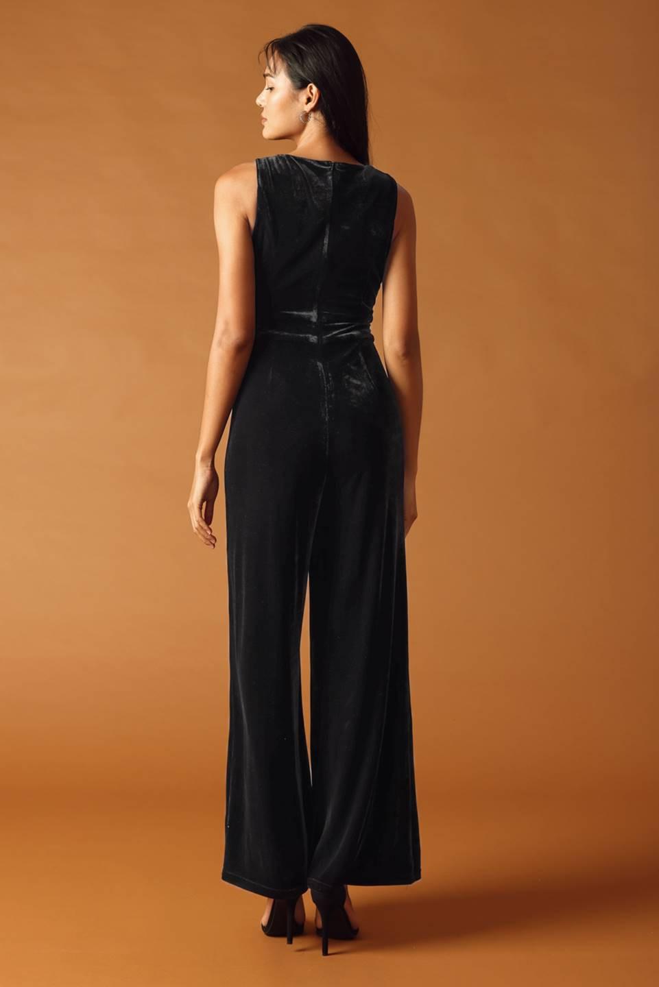 FINAL TOUCHES VELVET JUMPSUIT.