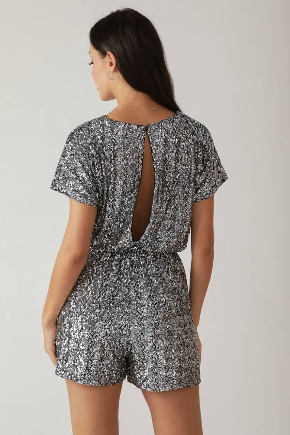 TIME FLIES SEQUIN ROMPER.