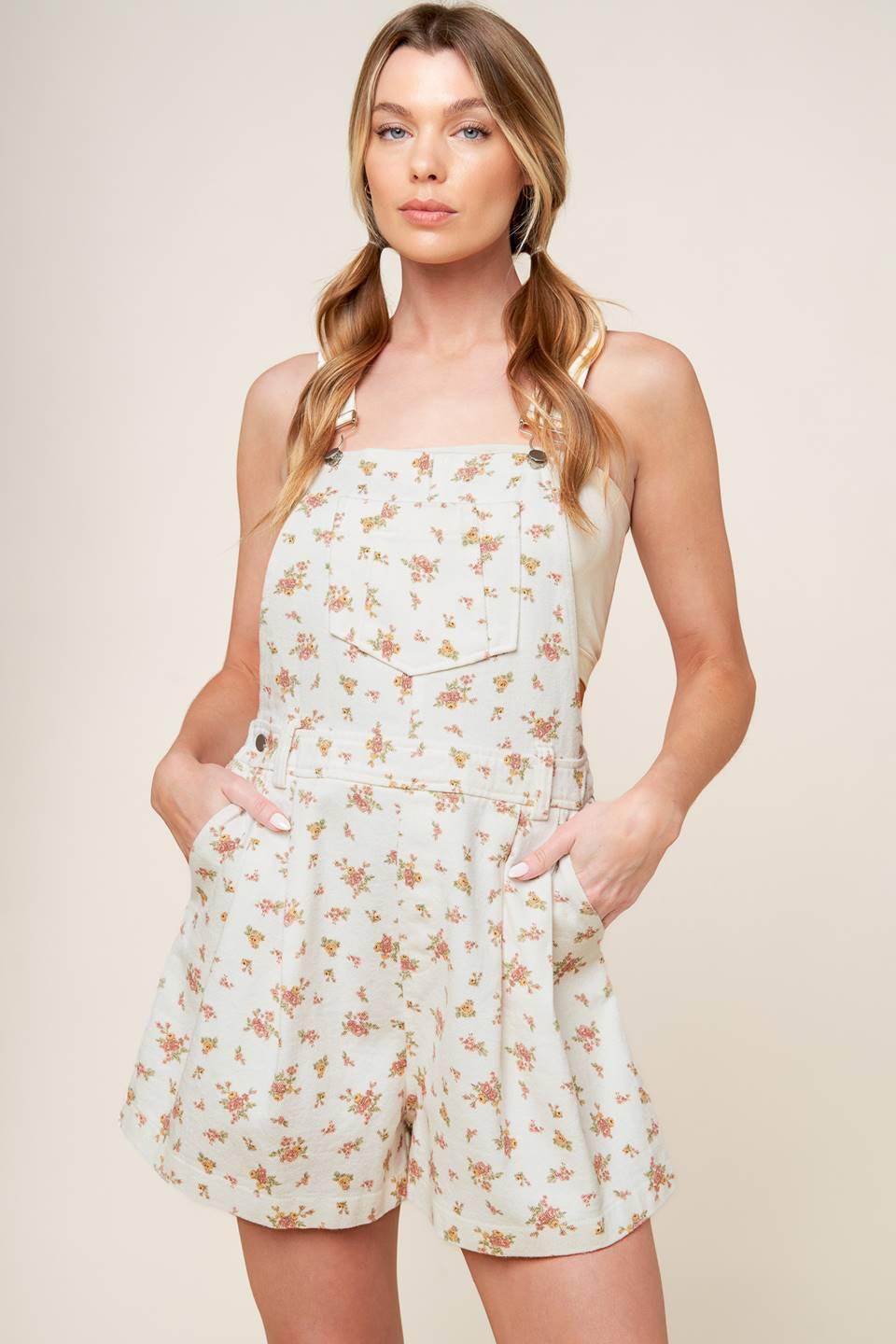 INVITE ONLY OFF WHITE WOVEN ROMPER.