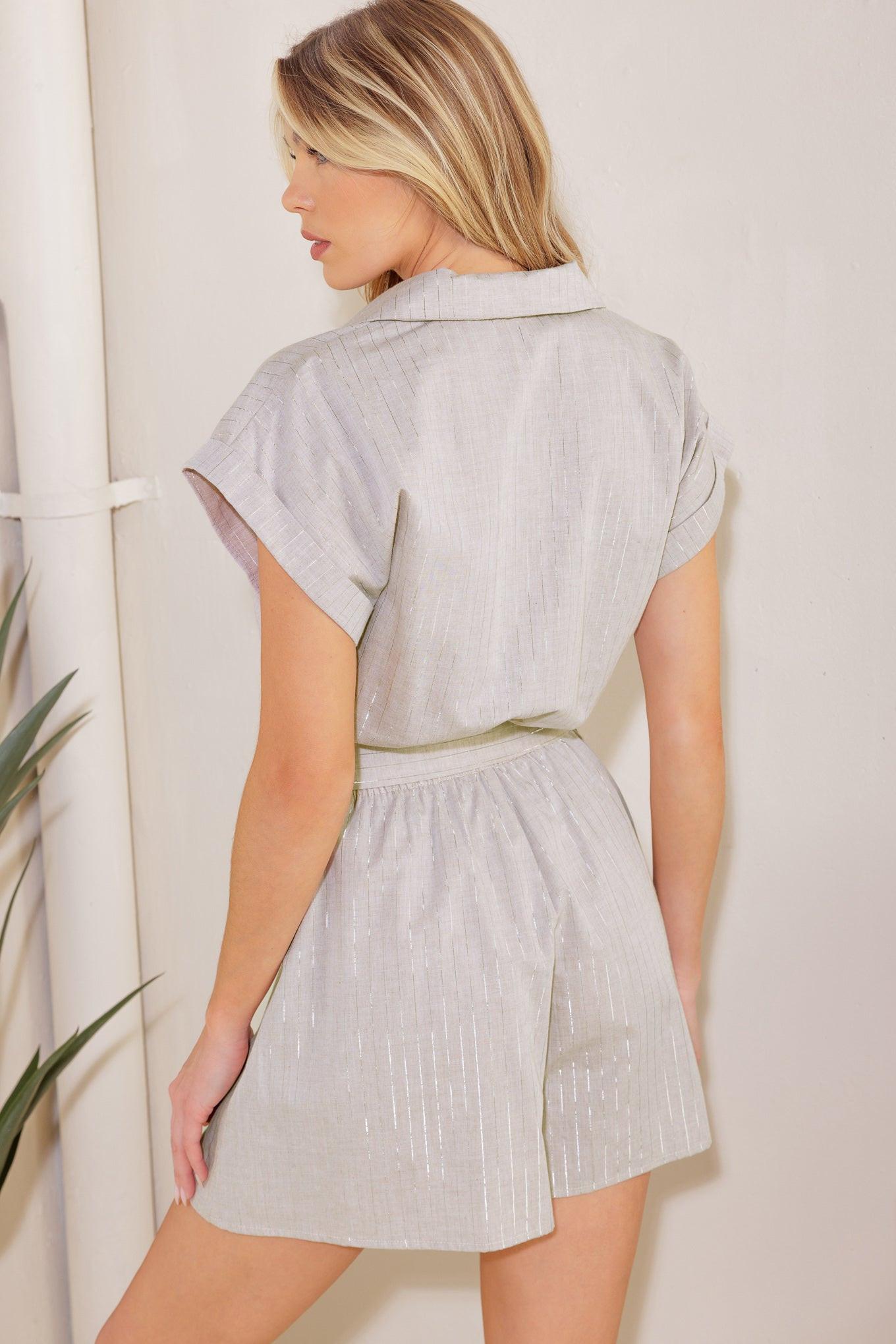CALM REFLECTIONS WOVEN ROMPER.