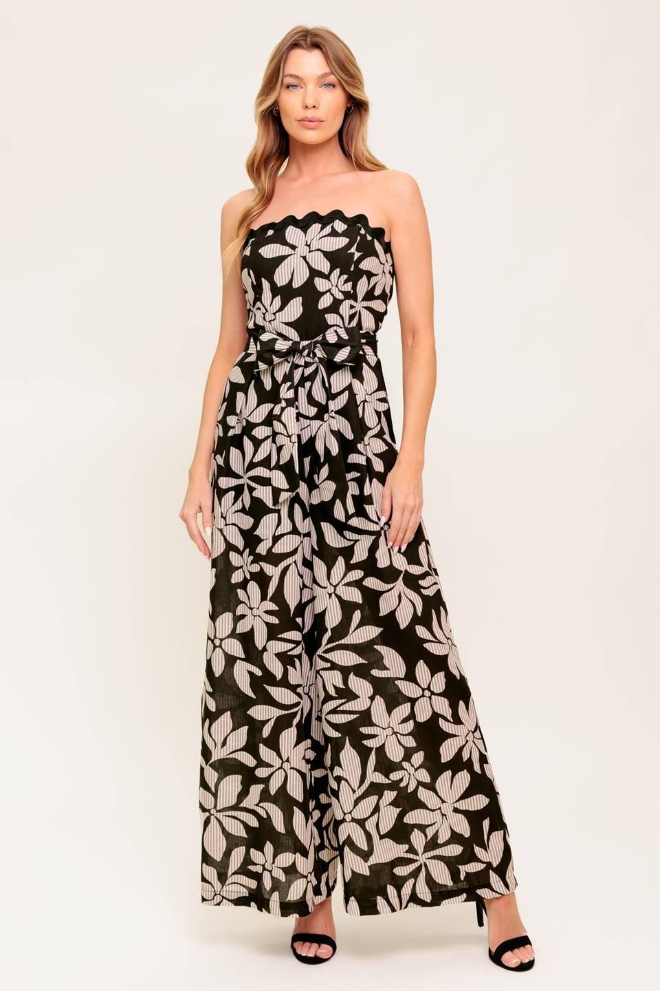 DREAMY ELEGANCE BLACK WOVEN JUMPSUIT.