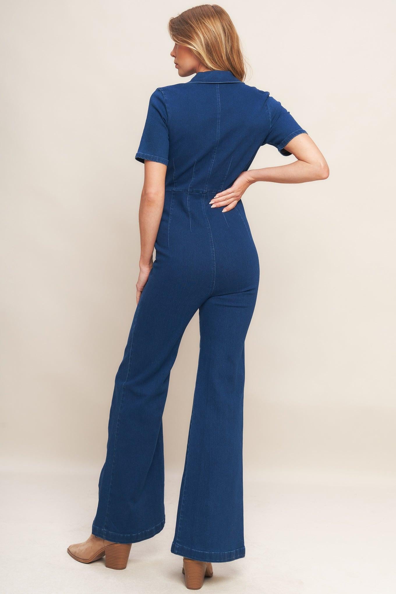 SHY GIRL MEDIUM INDIGO DENIM JUMPSUIT.