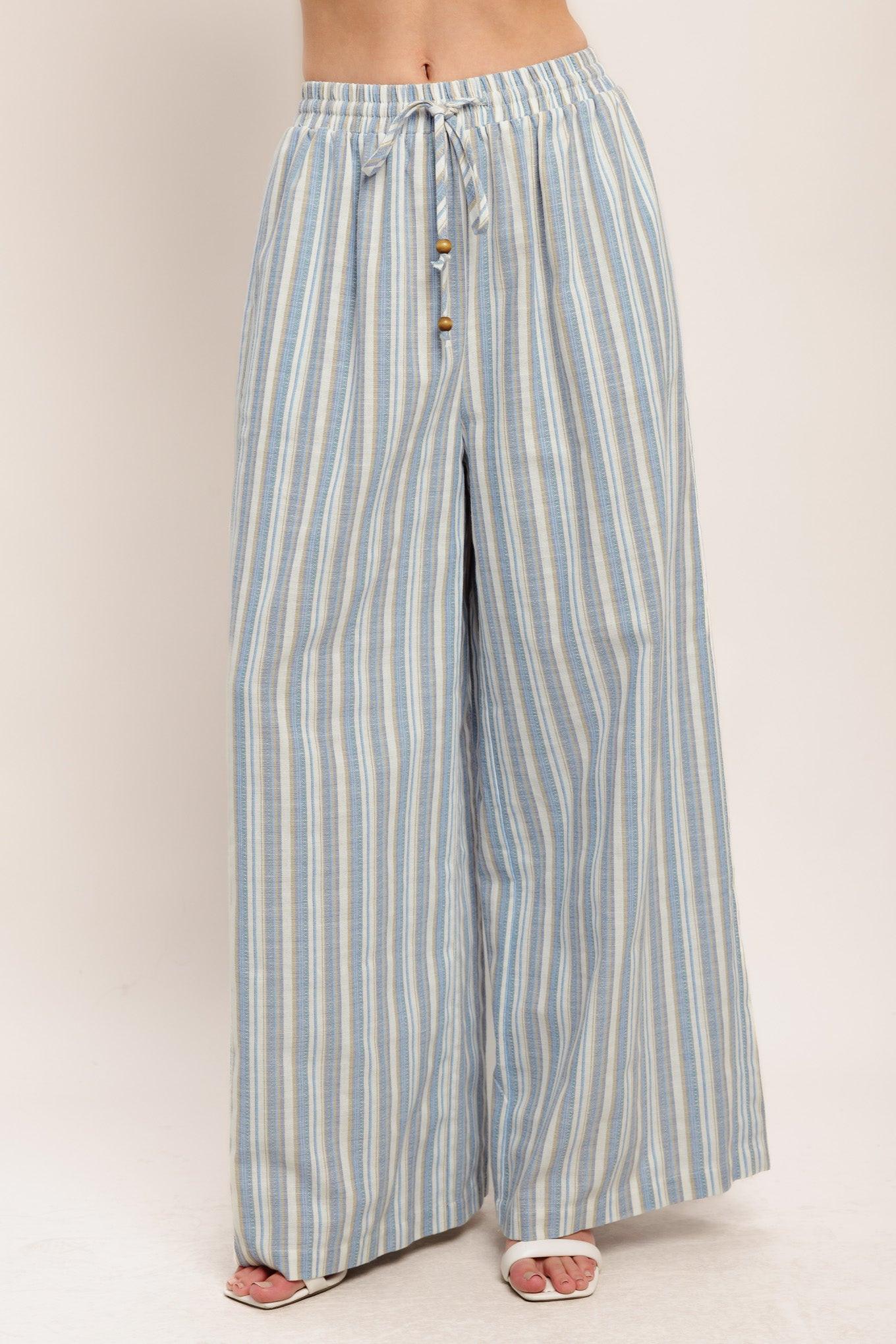 COASTAL DAY STRIP WOVEN PANTS - Flying Tomato - PANTS - Flying Tomato