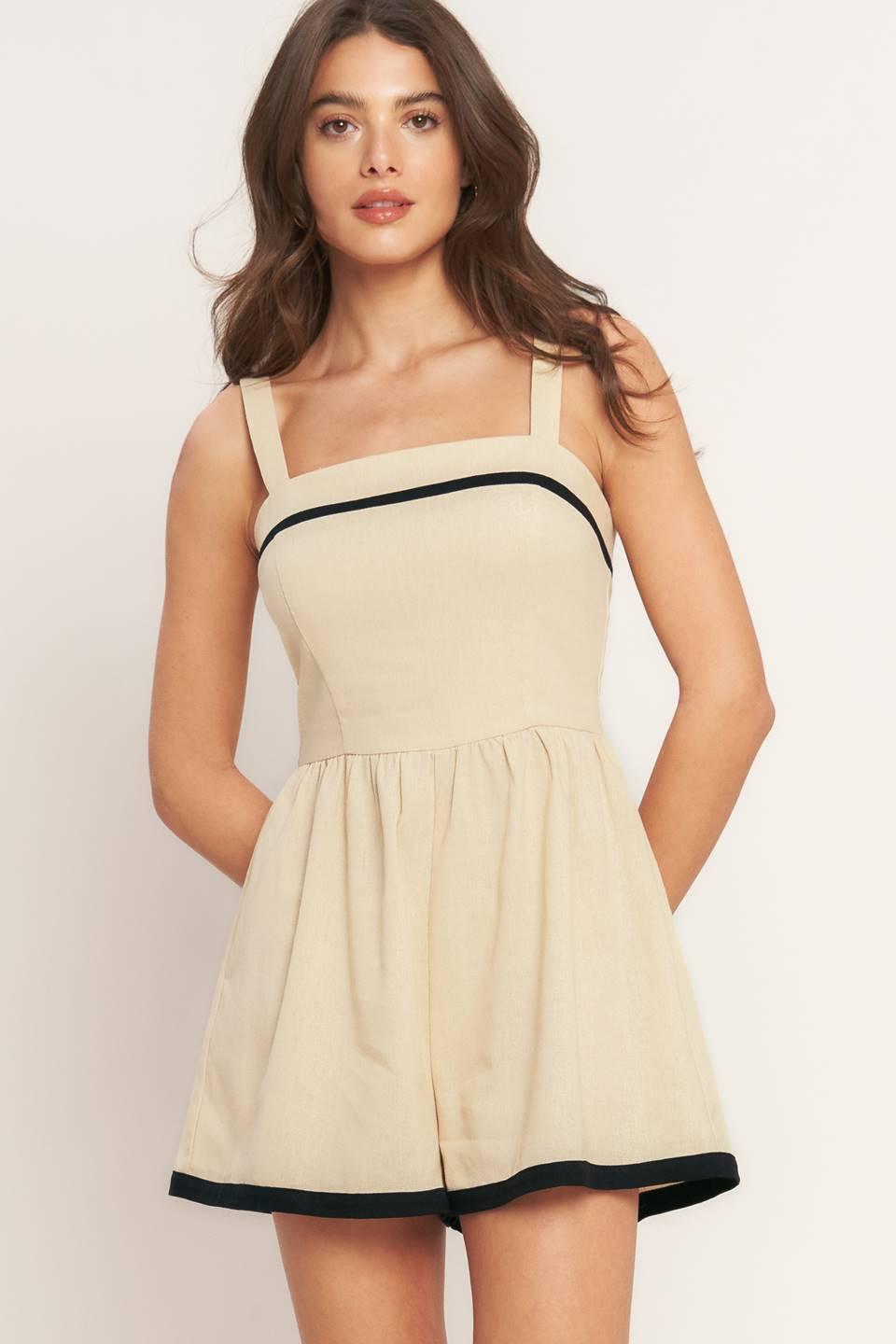 LOVELY LINE WOVEN ROMPER.