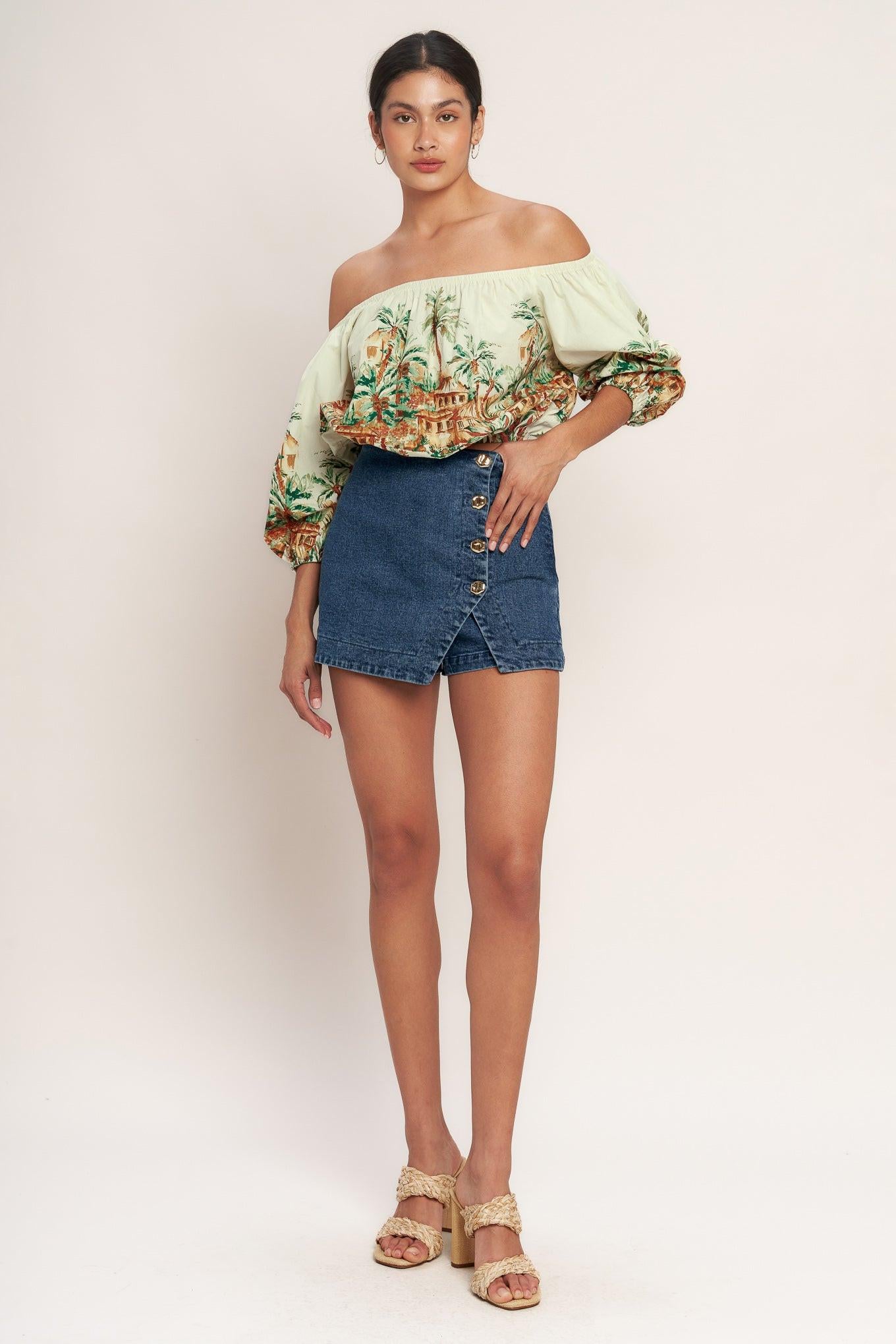 NO SECOND THOUGHT DENIM SKIRT.