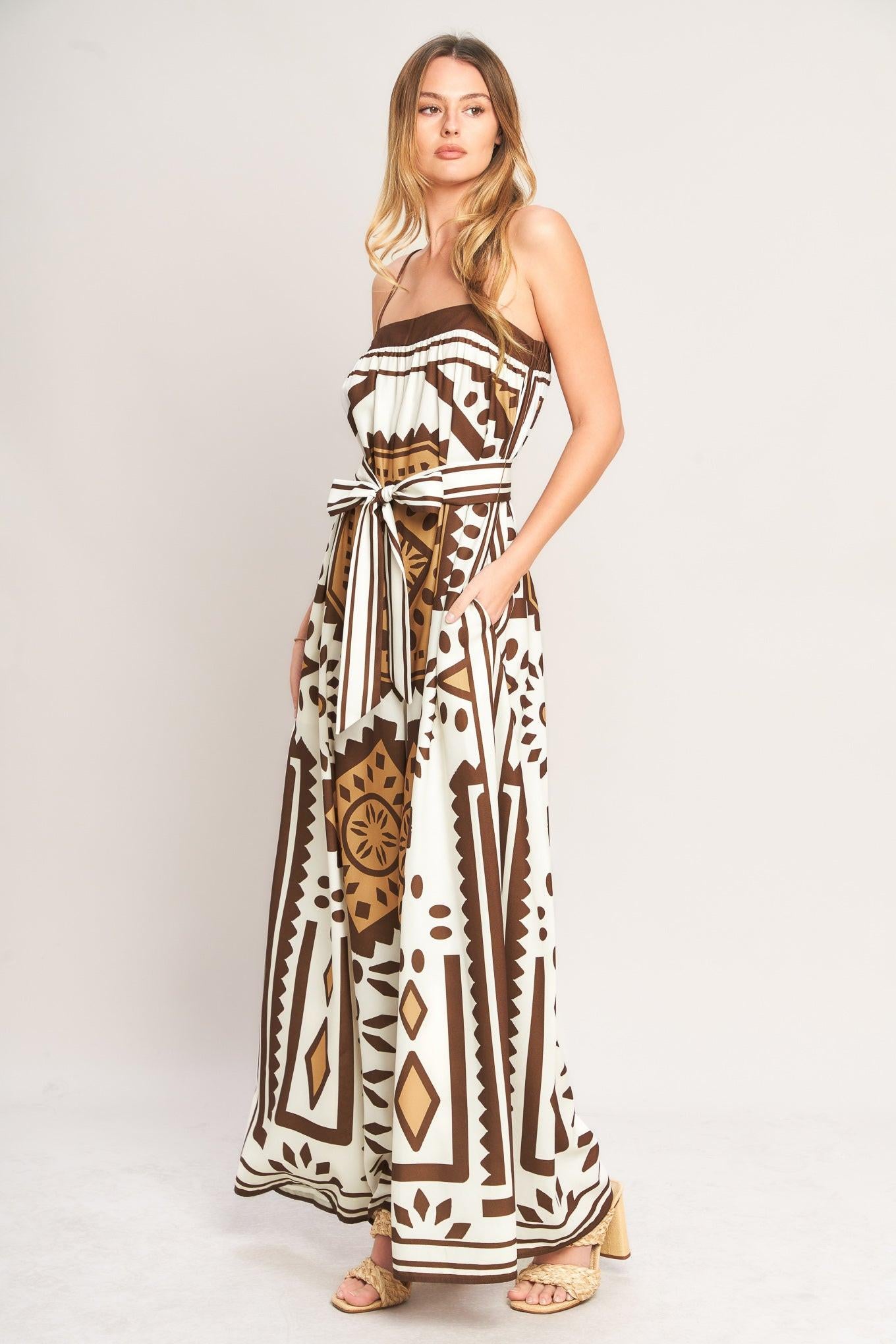 EARTHY ELEGANCE BOHO WOVEN JUMPSUIT.