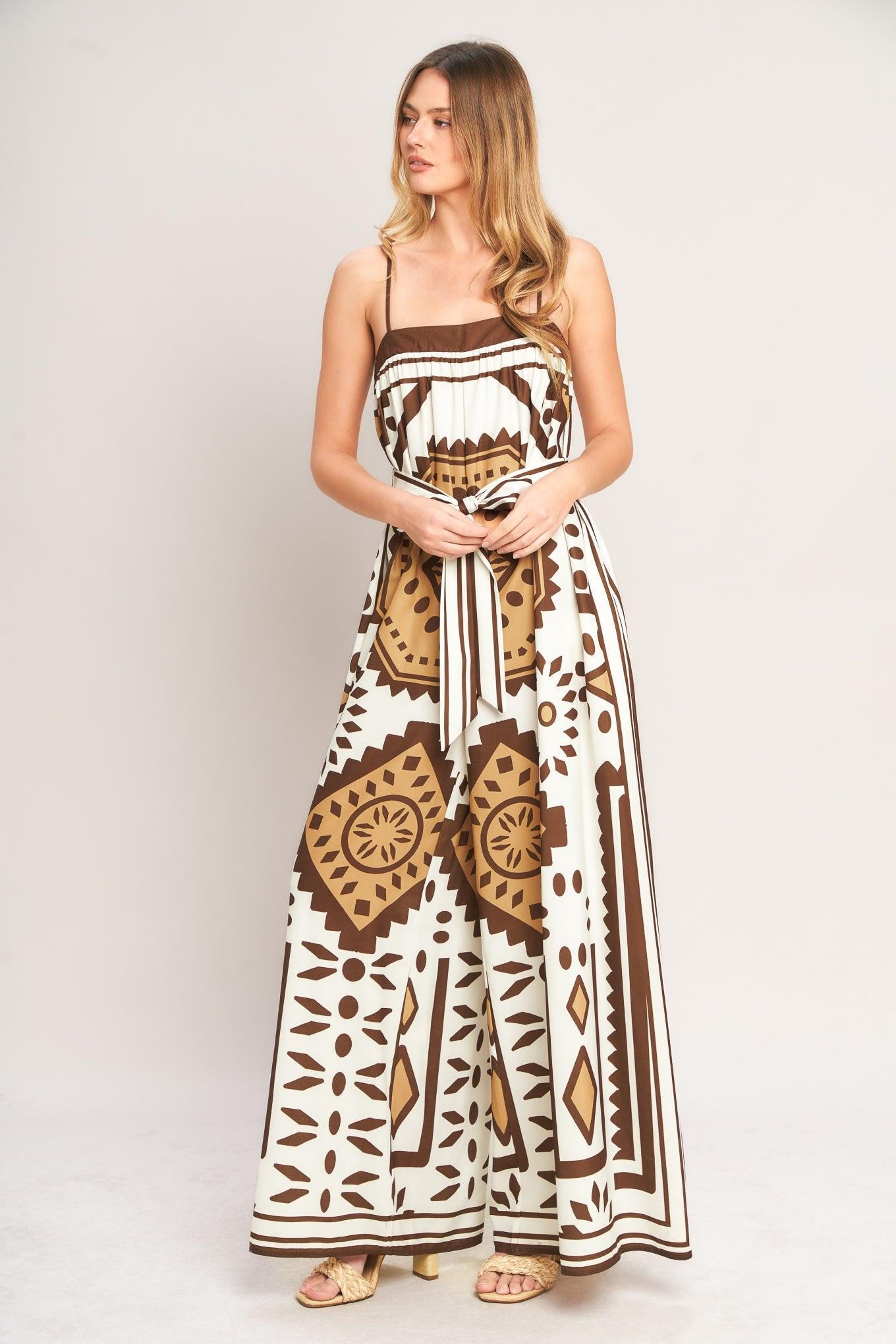 EARTHY ELEGANCE BOHO WOVEN JUMPSUIT.