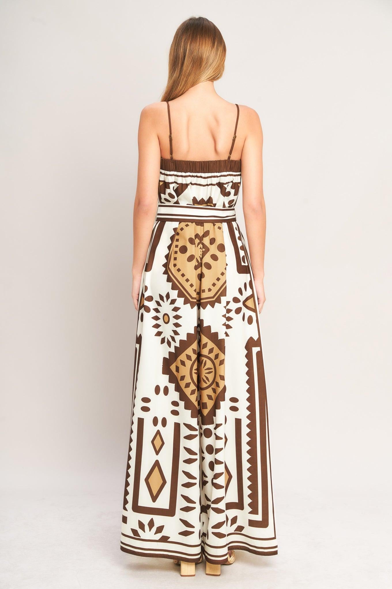 EARTHY ELEGANCE BOHO WOVEN JUMPSUIT.