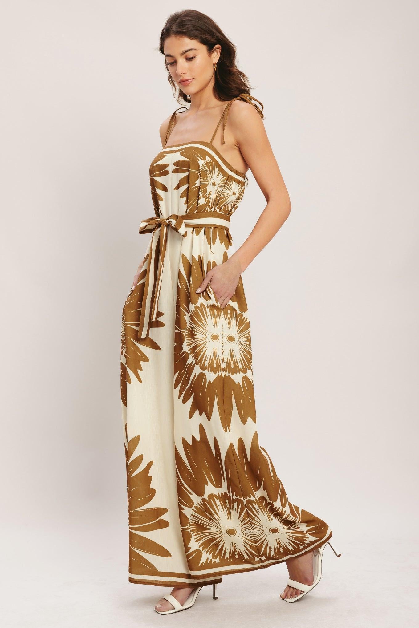 DESERT SUNBURST WOVEN JUMPSUIT.