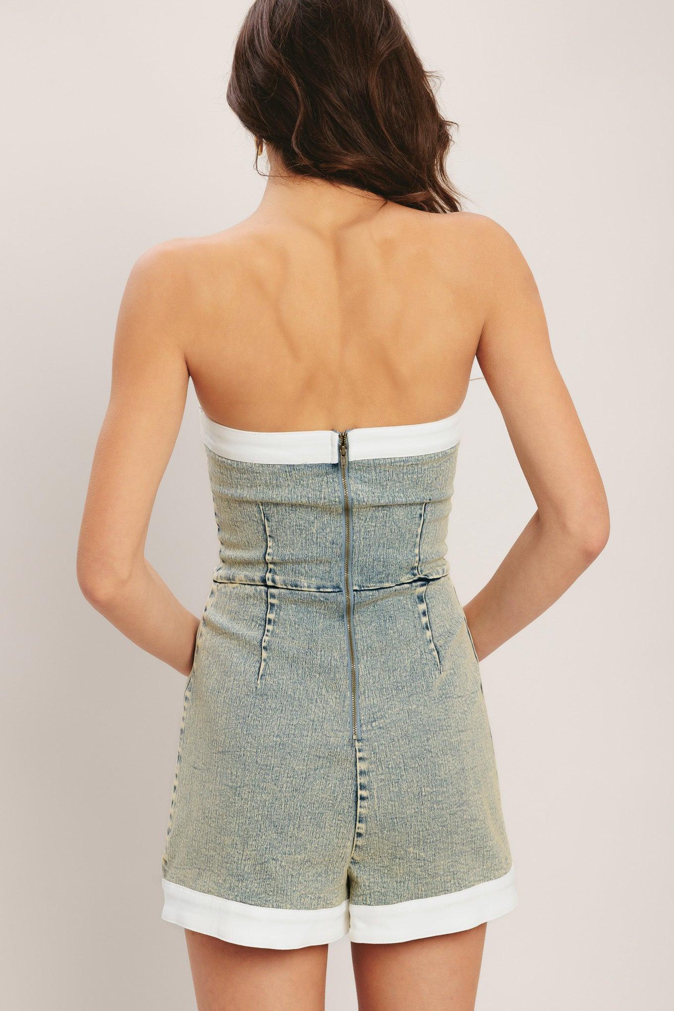 YACHT CLUB ACID WASHED SKORT ROMPER.