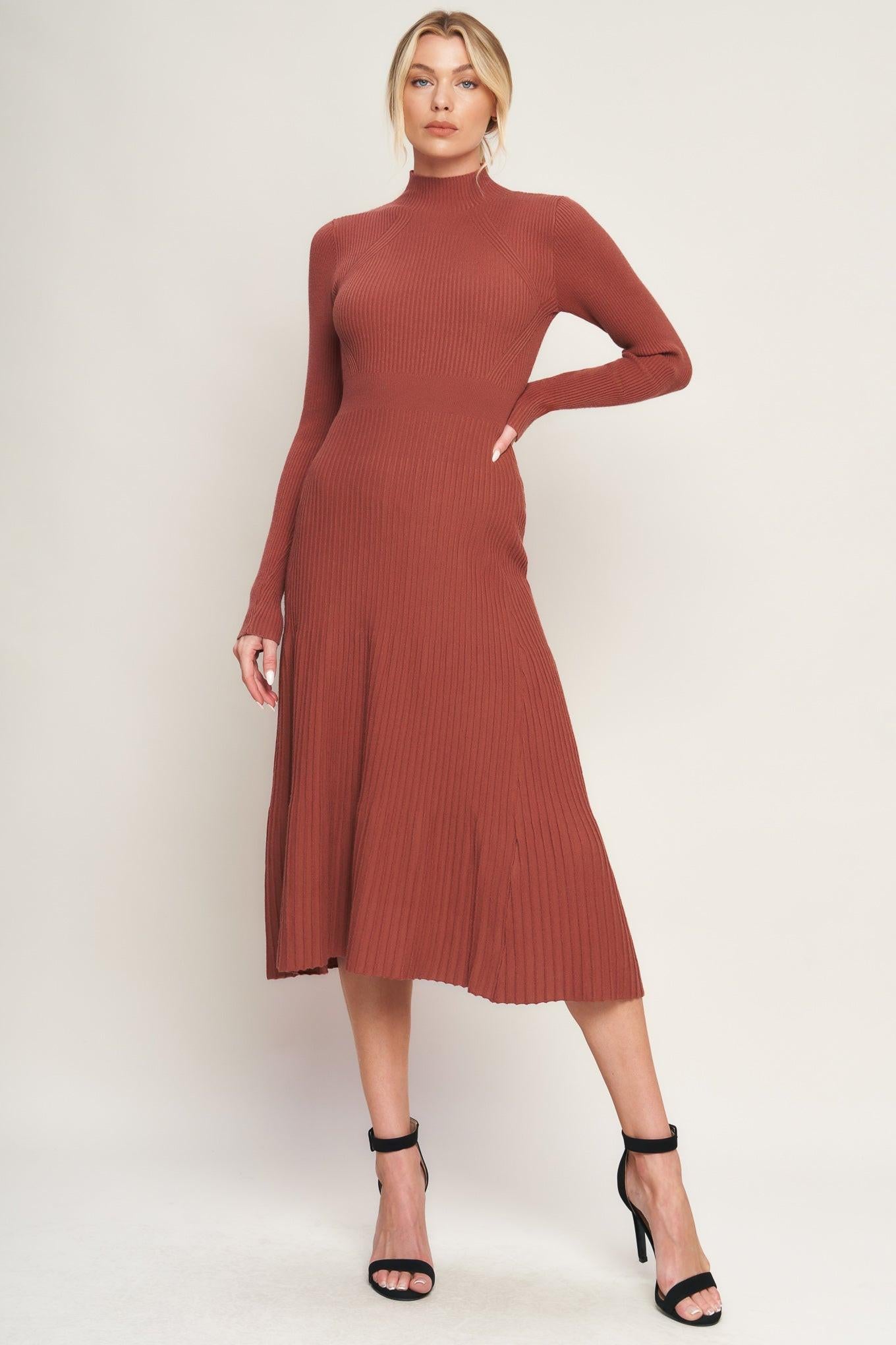STOLEN KISSES SWEATER MIDI DRESS.