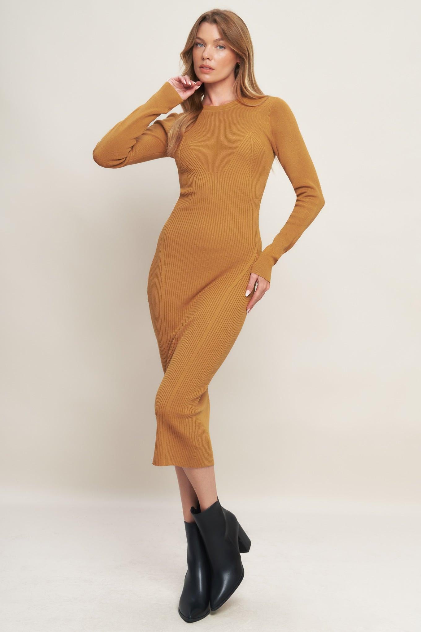 BE WITH YOU SWEATER MIDI DRESS.