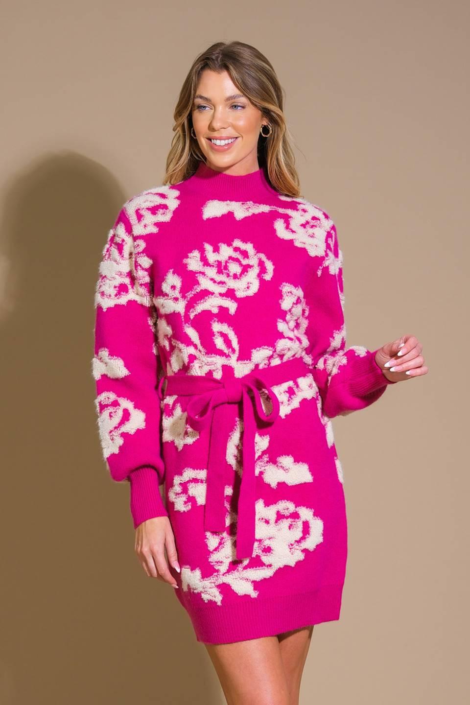 HEART ON DISPLAY SWEATER MINI DRESS.