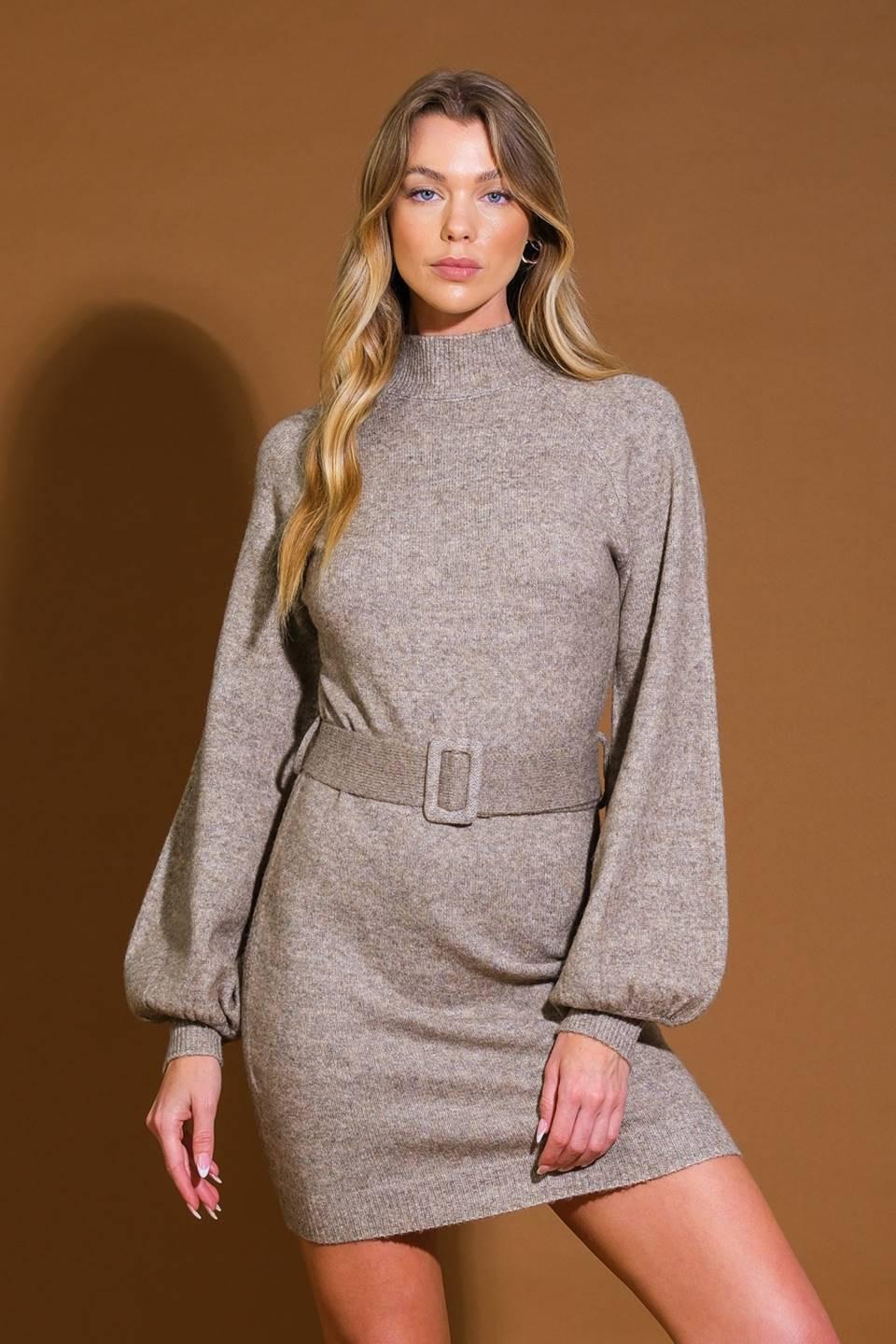 ALONG THE SHORELINE SWEATER MIDI DRESS.
