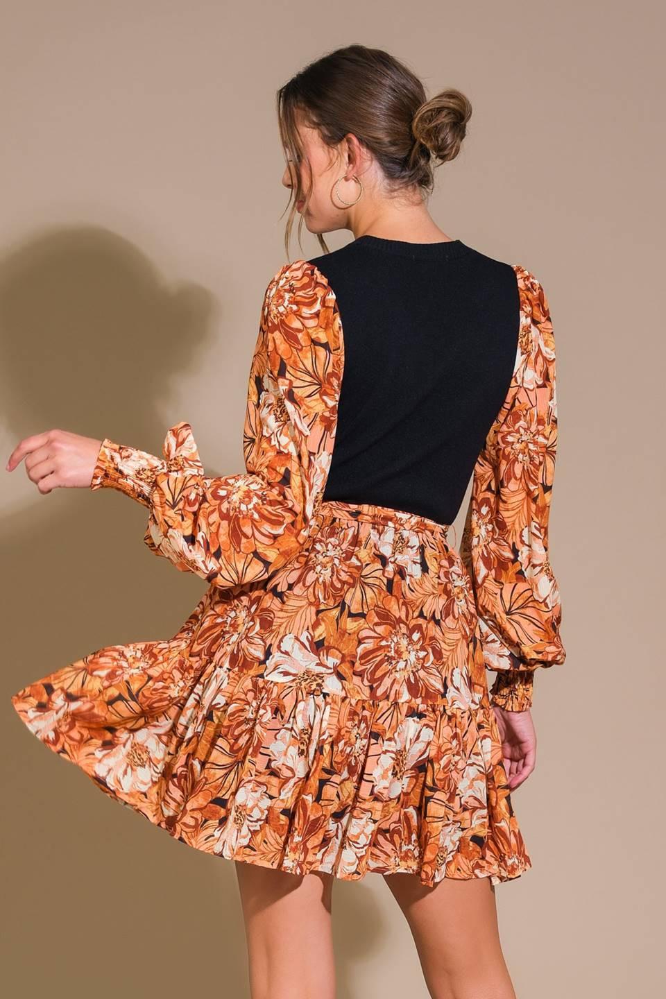 FLIRTY DREAMER SWEATER MINI DRESS l FLYING TOMATO BLACK/BROWN / M