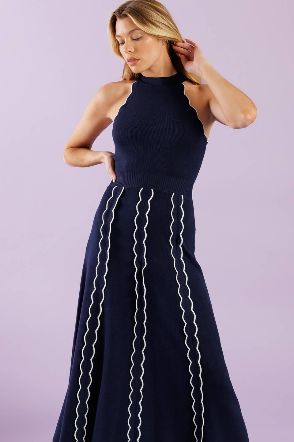 TIME FOR CHEER SWEATER MIDI DRESS l FLYING TOMATO NAVY/IVORY / S