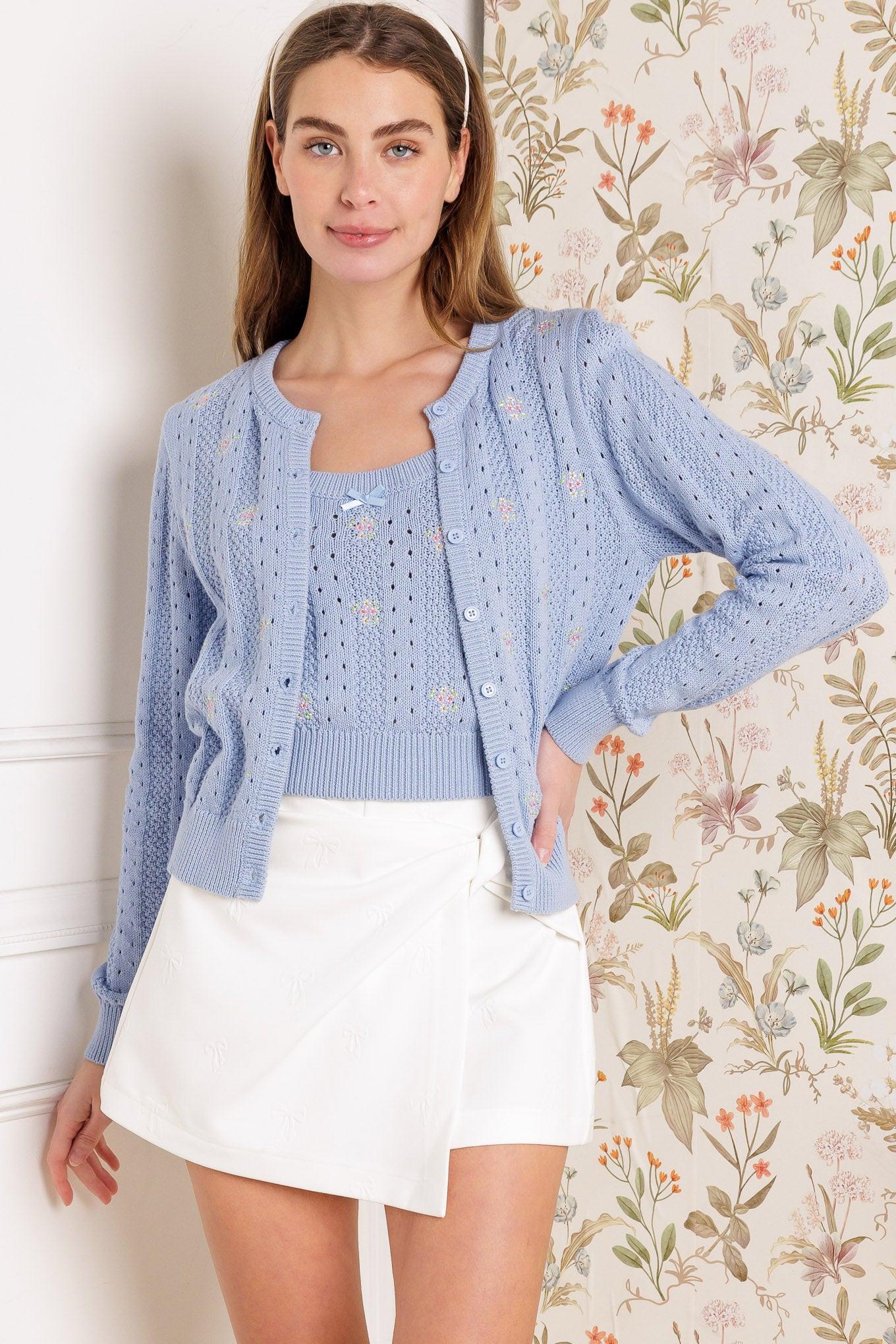 DAYS THAT FADE SWEATER AND CARDIGAN SET.
